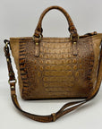 Brahmin Brown Croc-Embossed Leather Arno Satchel