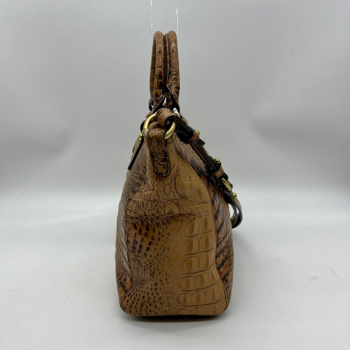 Brahmin Brown Croc-Embossed Leather Arno Satchel