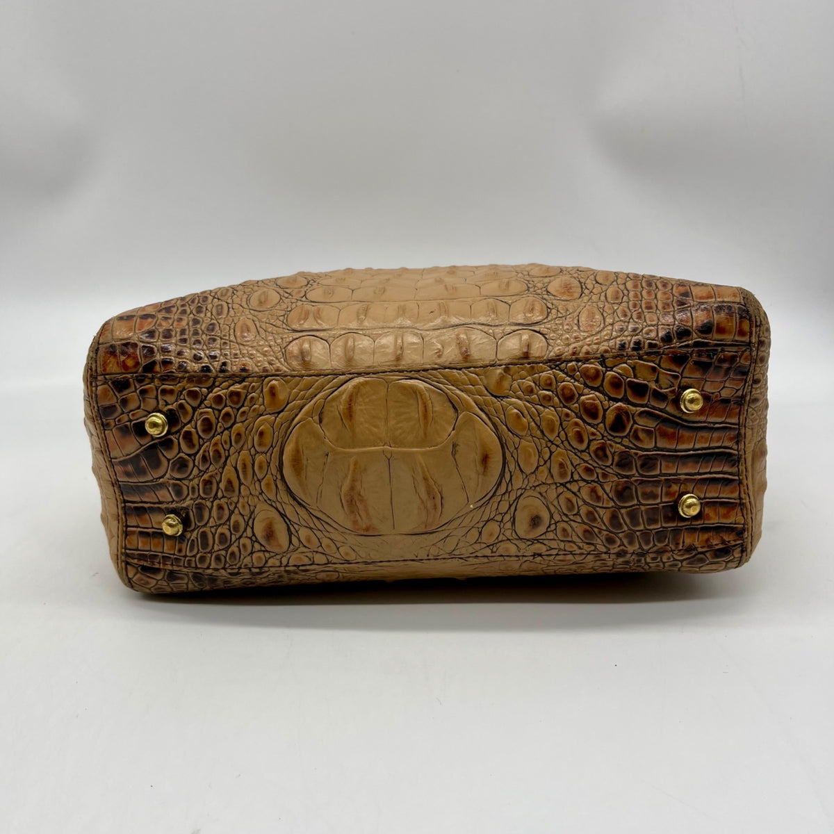 Brahmin Brown Croc-Embossed Leather Arno Satchel