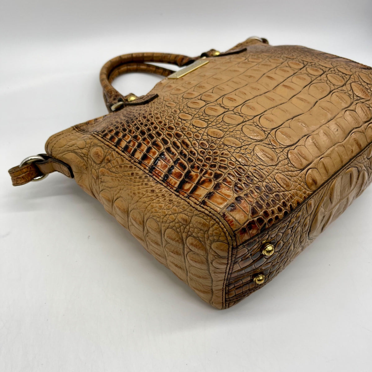 Brahmin Brown Croc-Embossed Leather Arno Satchel