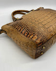 Brahmin Brown Croc-Embossed Leather Arno Satchel
