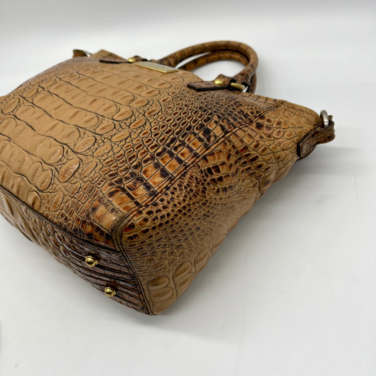 Brahmin Brown Croc-Embossed Leather Arno Satchel