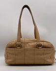 Chanel Beige Square Quilted Caviar Leather LAX Bowler Bag