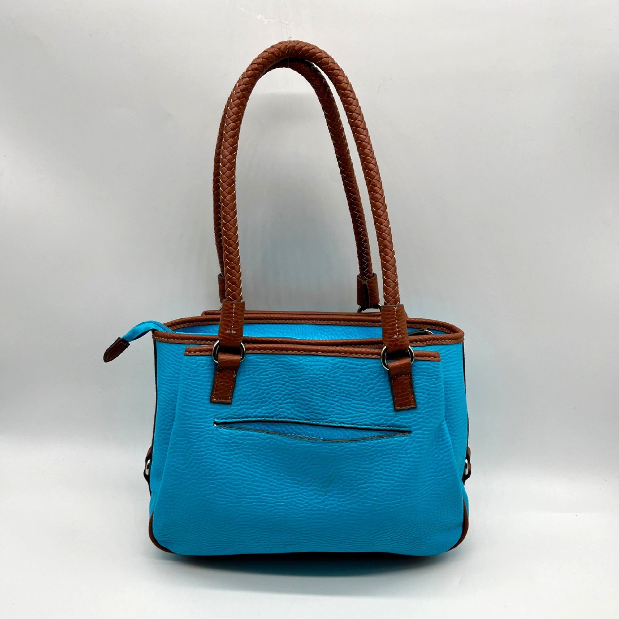 CHAPS Blue Faux Leather Tote Bag