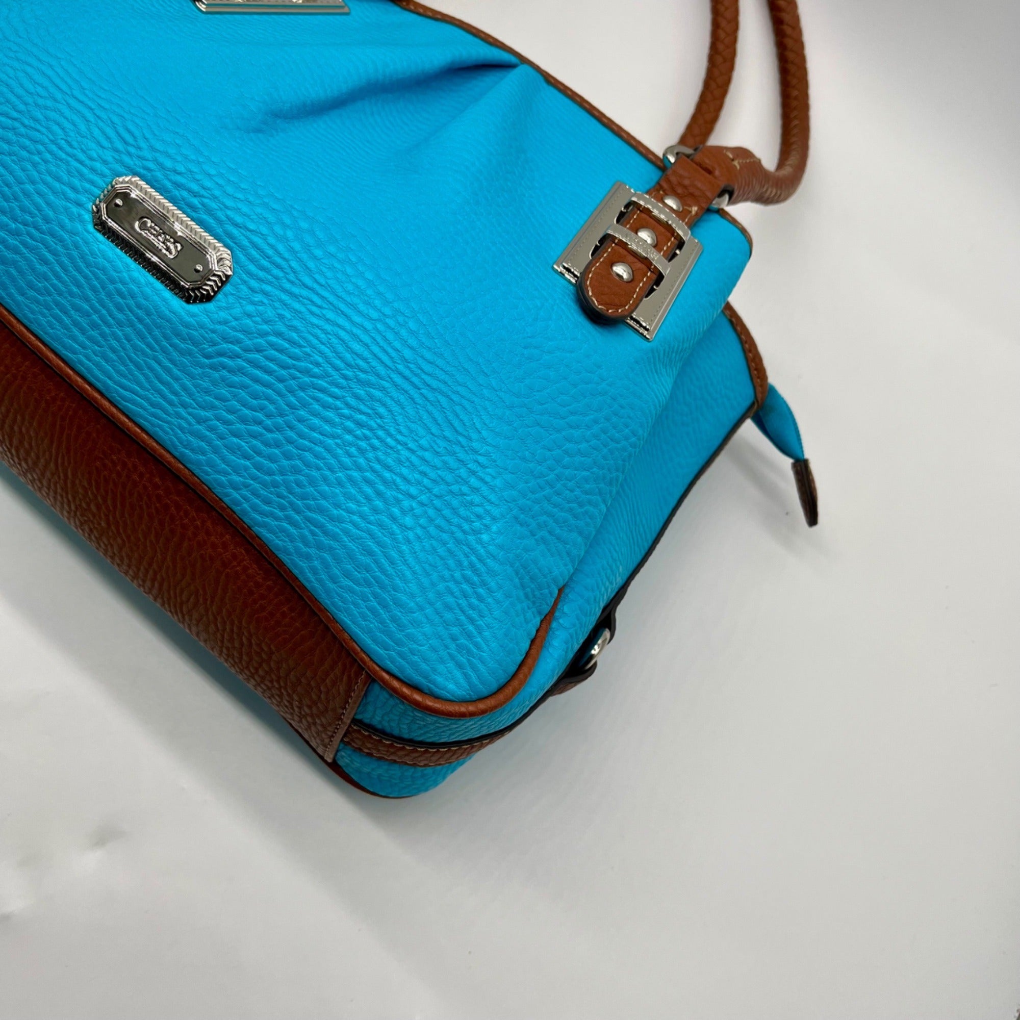 CHAPS Blue Faux Leather Tote Bag