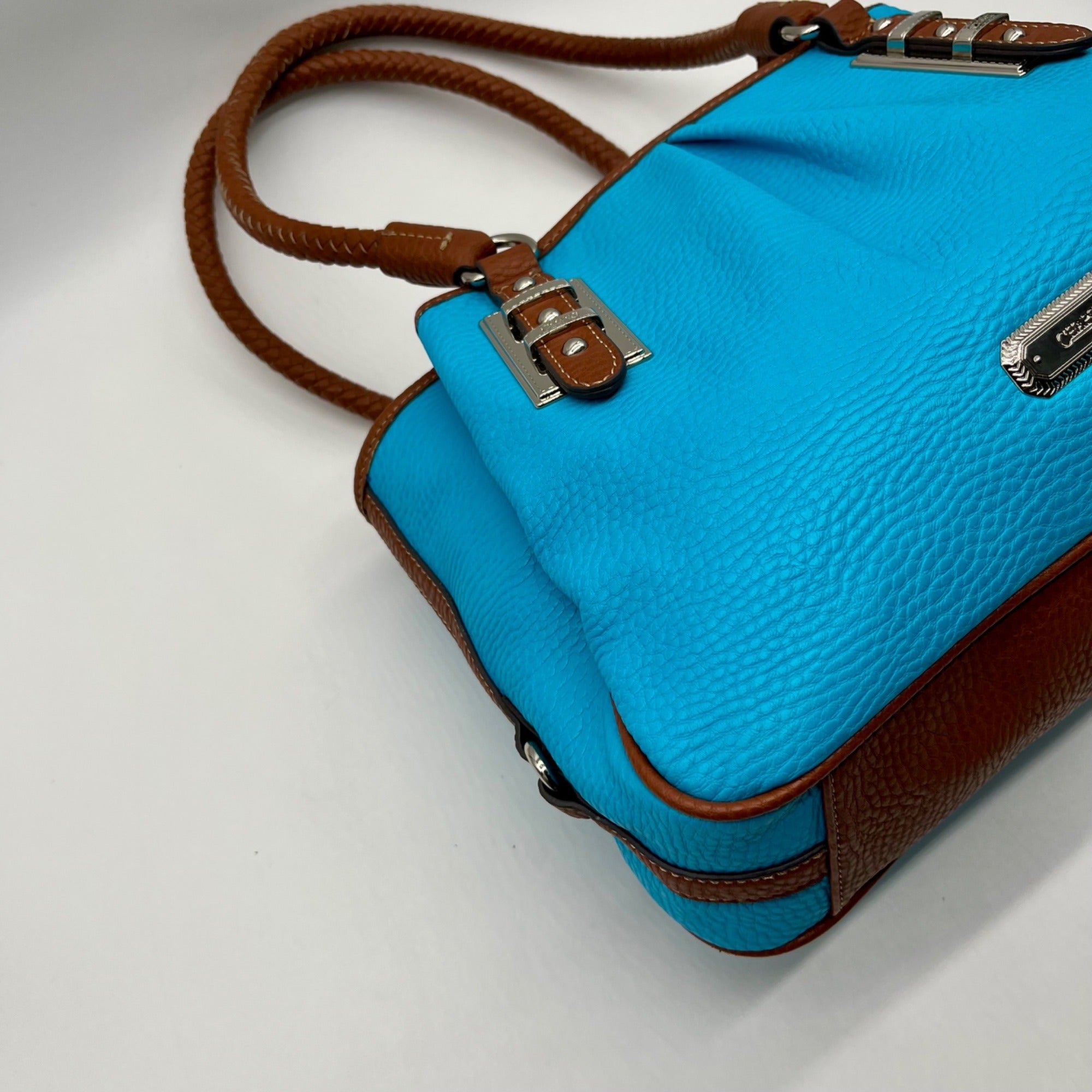 CHAPS Blue Faux Leather Tote Bag