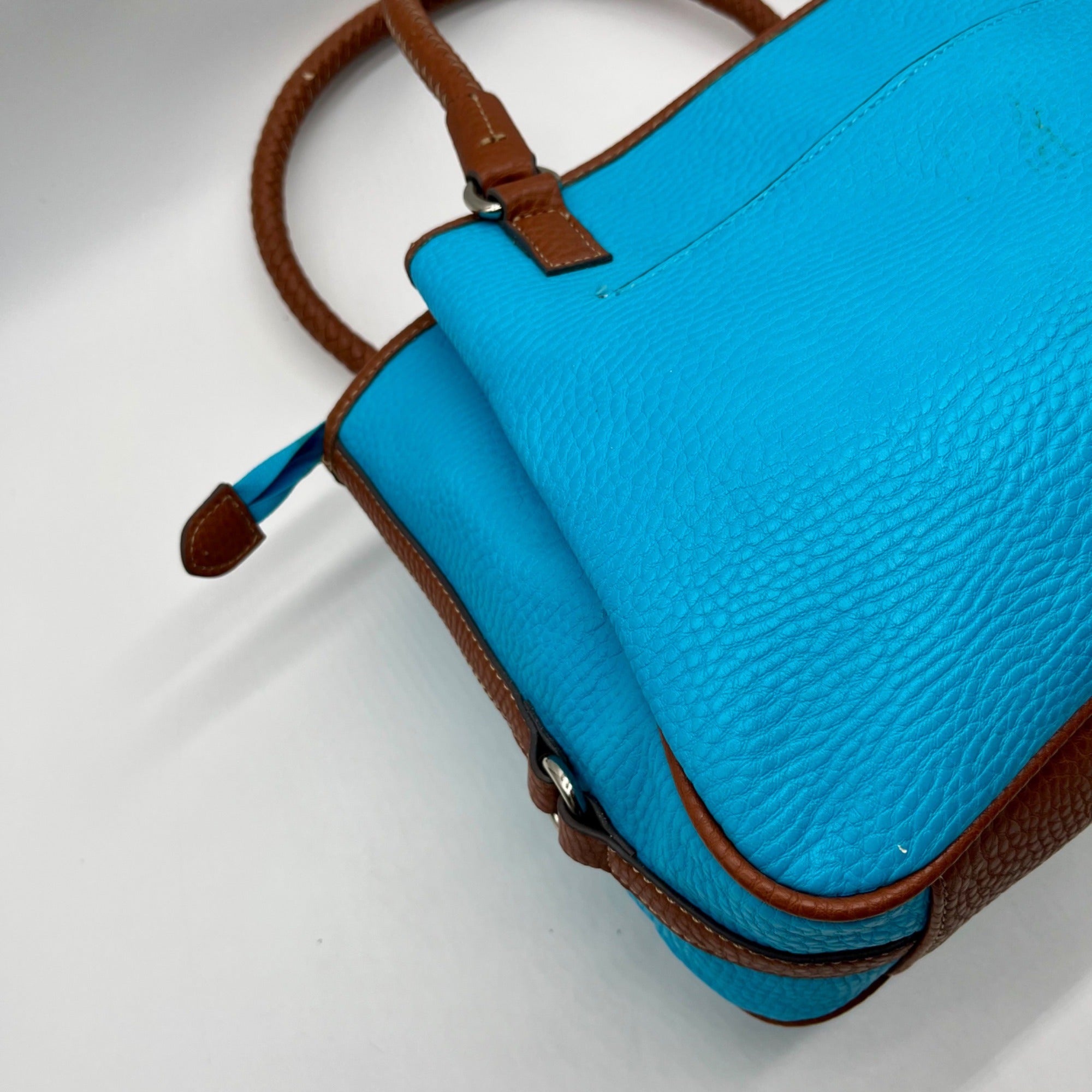 CHAPS Blue Faux Leather Tote Bag