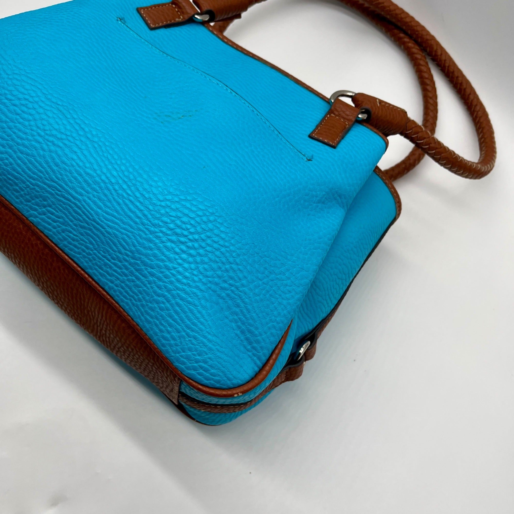 CHAPS Blue Faux Leather Tote Bag