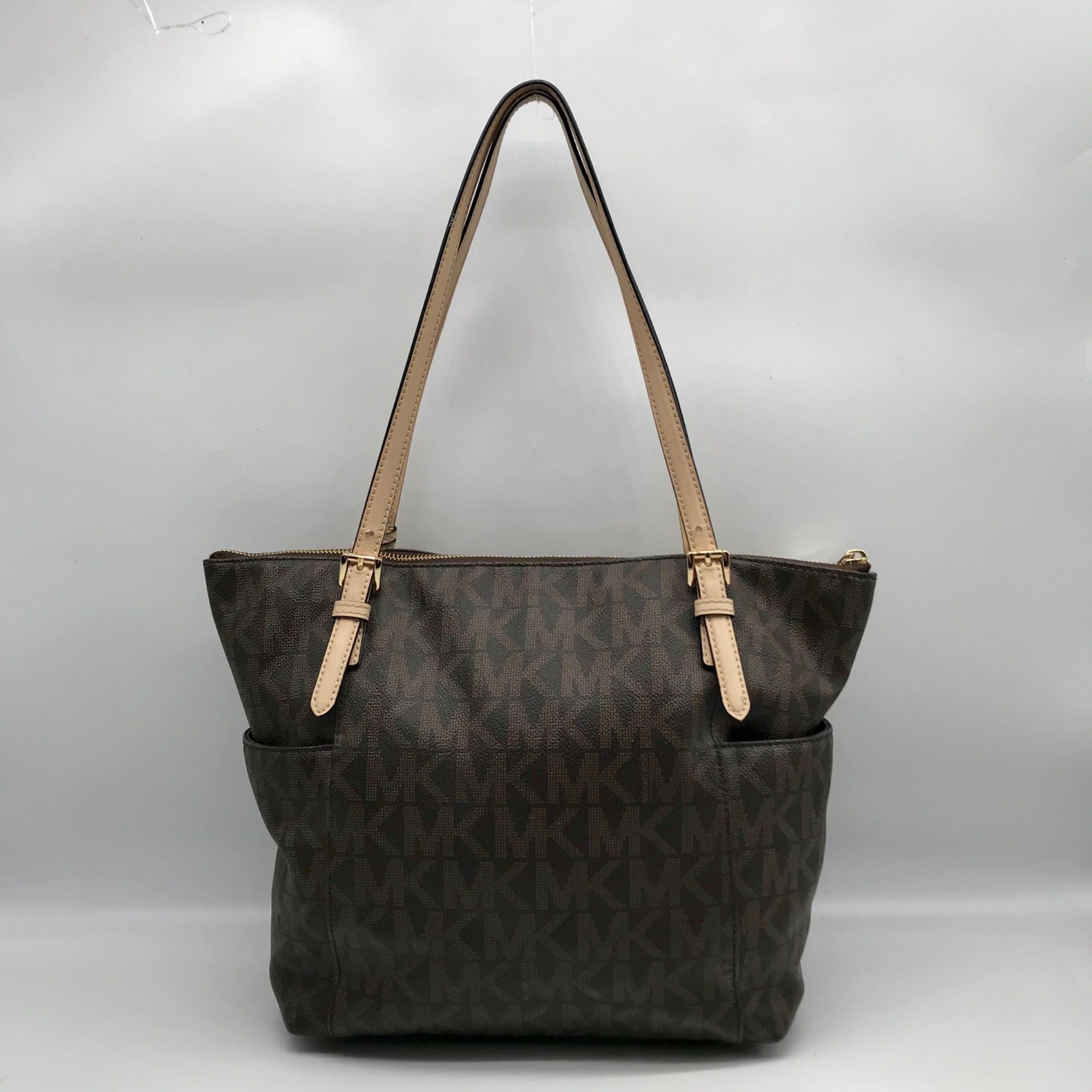 Michael Kors Brown Coated Canvas Jet Set East West Tote Bag