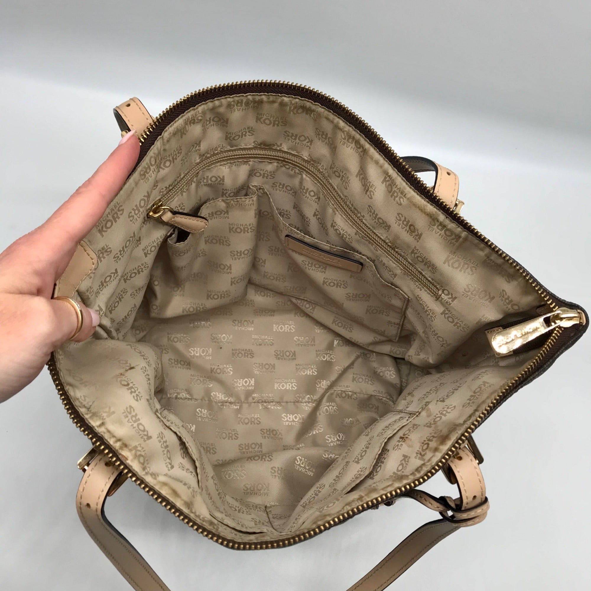 Michael Kors Brown Coated Canvas Jet Set East West Tote Bag