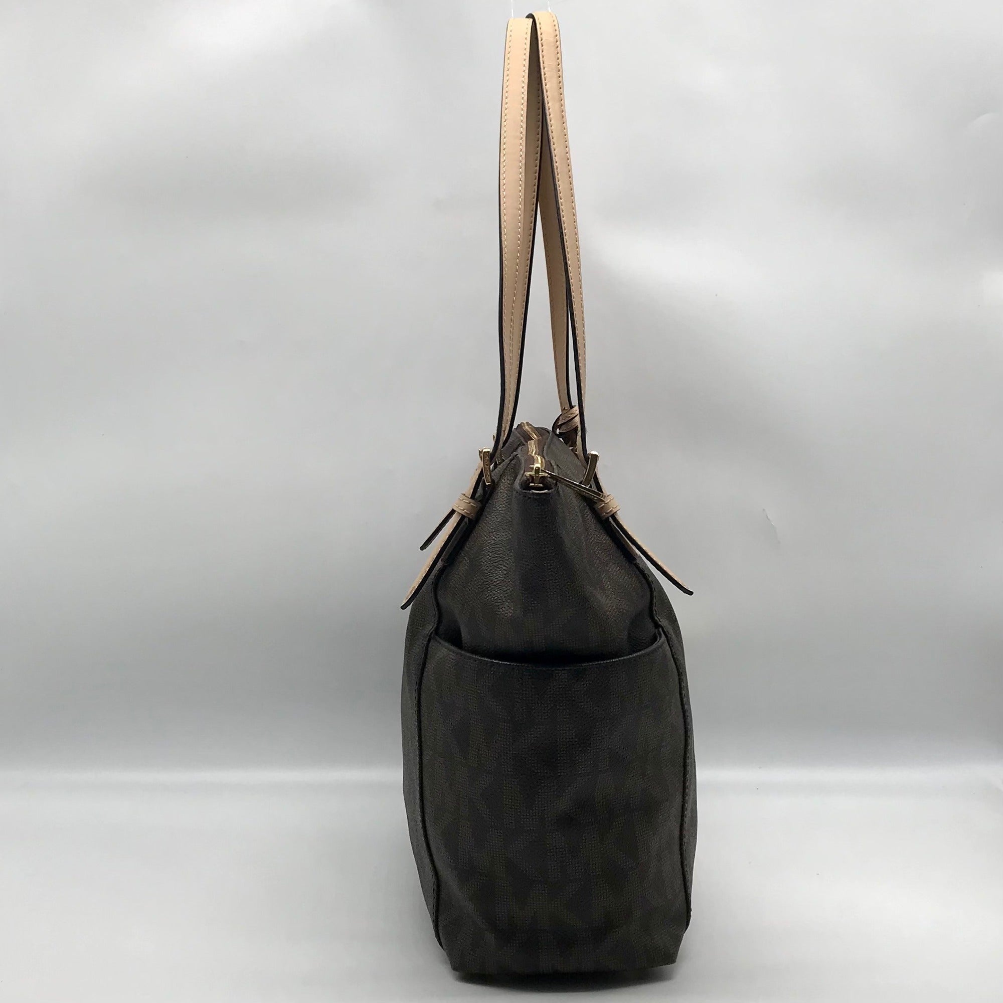 Michael Kors Brown Coated Canvas Jet Set East West Tote Bag