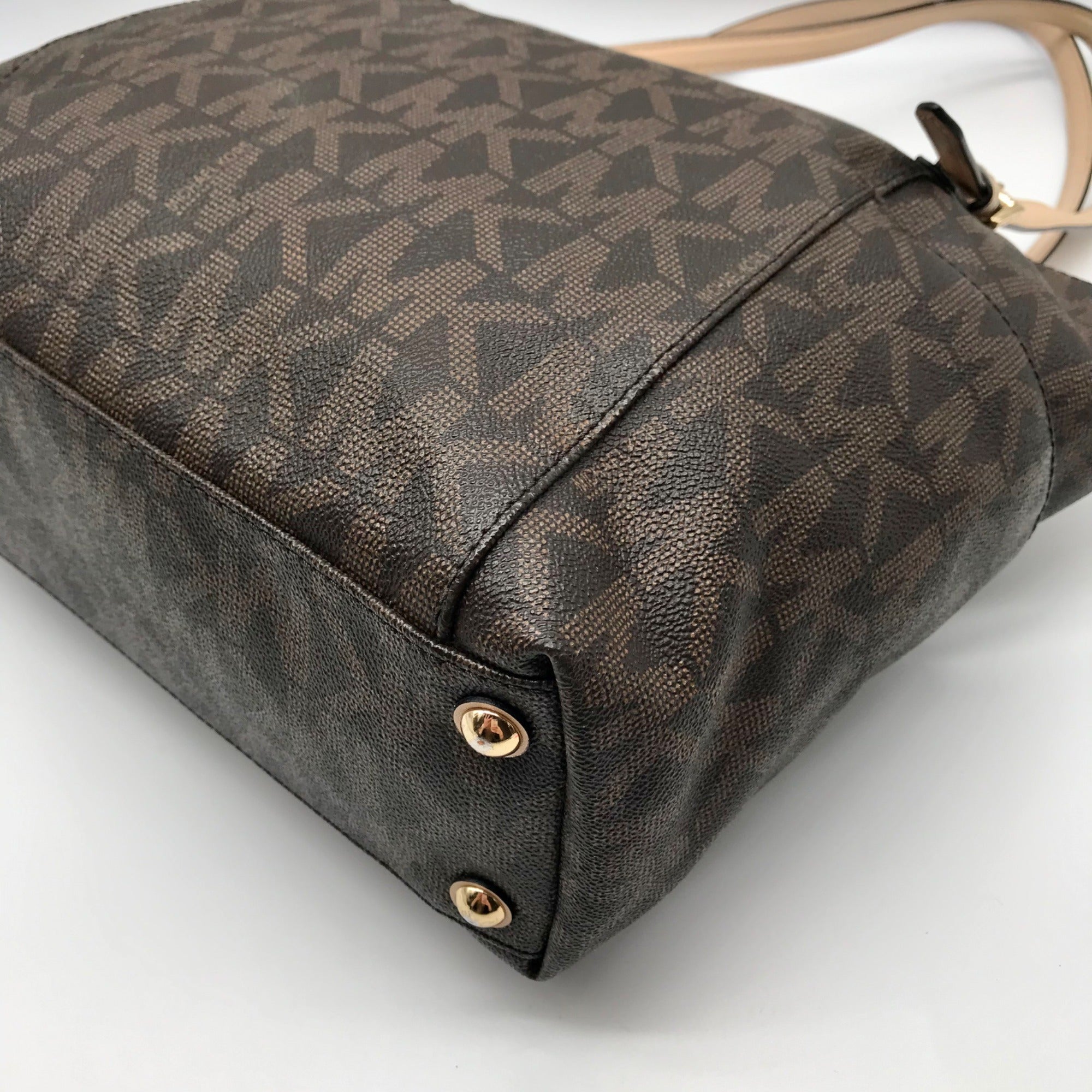 Michael Kors Brown Coated Canvas Jet Set East West Tote Bag