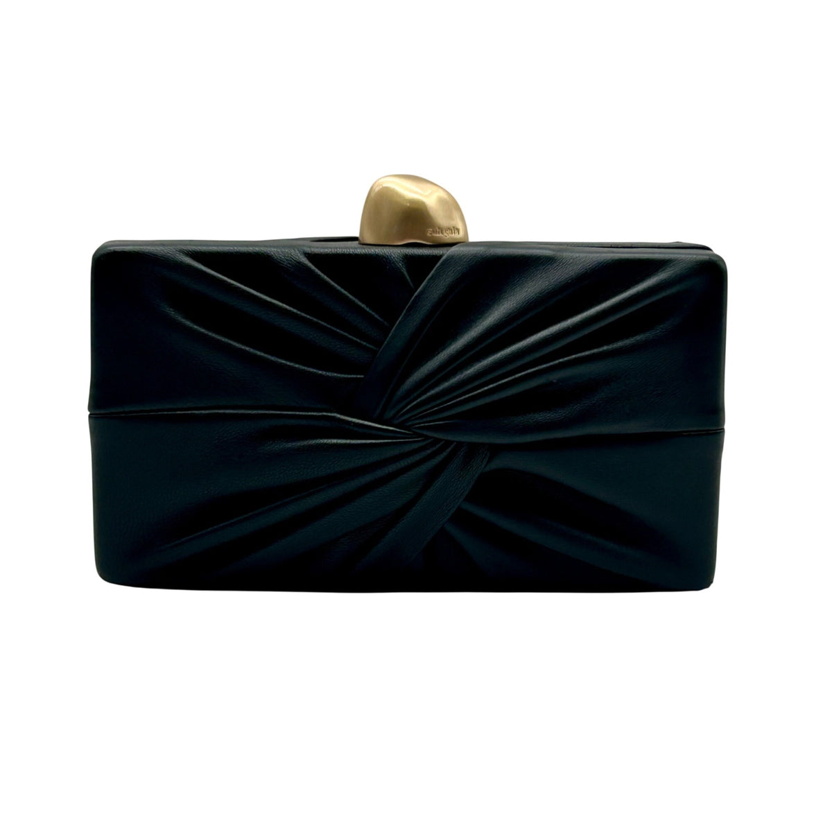 Cult Gaia Lisse Black Fabric Leather Clutch