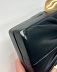 Cult Gaia Lisse Black Fabric Leather Clutch