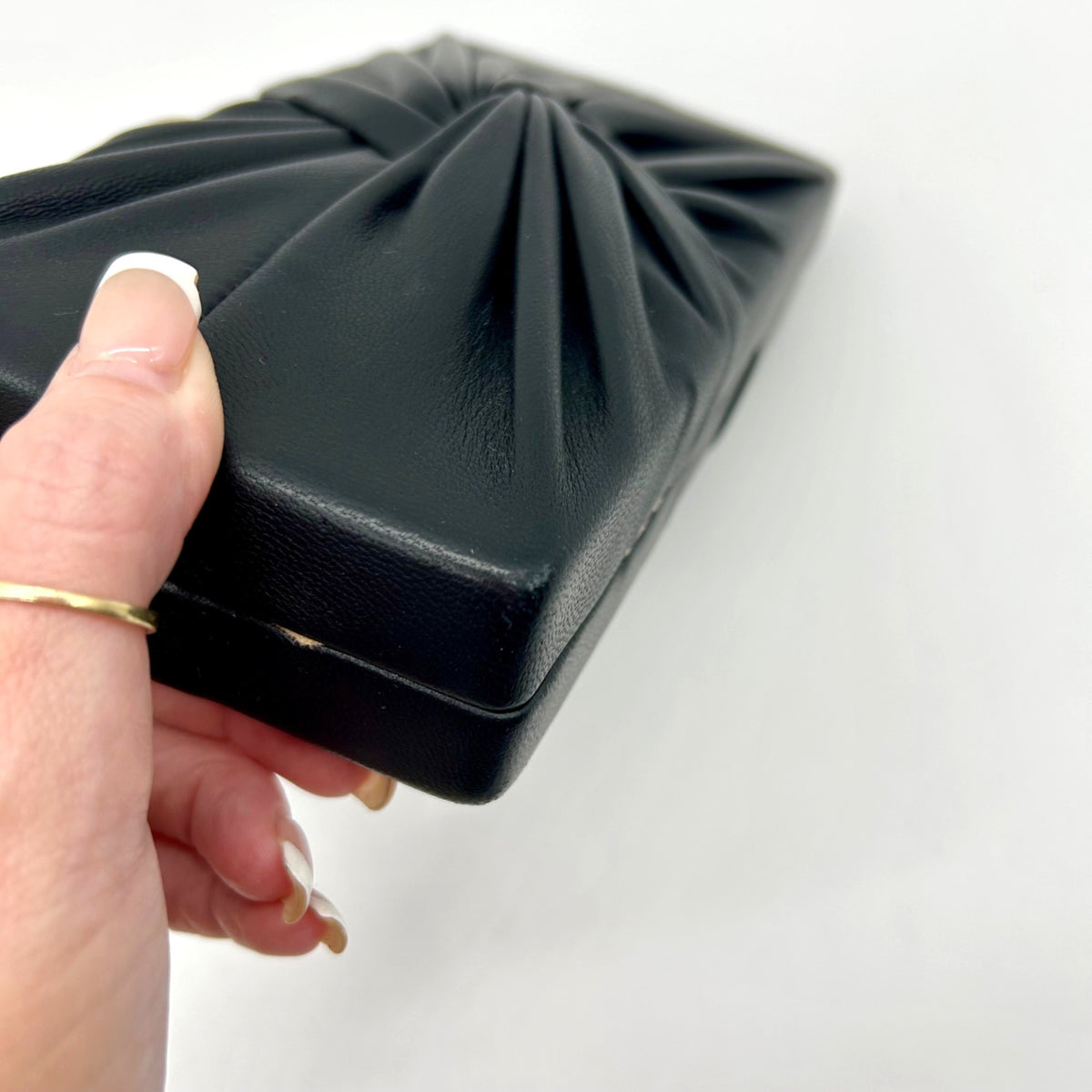 Cult Gaia Lisse Black Fabric Leather Clutch