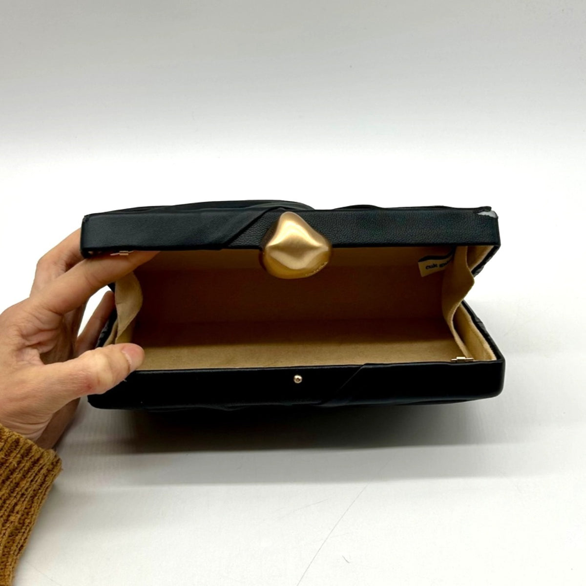 Cult Gaia Lisse Black Fabric Leather Clutch