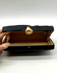 Cult Gaia Lisse Black Fabric Leather Clutch