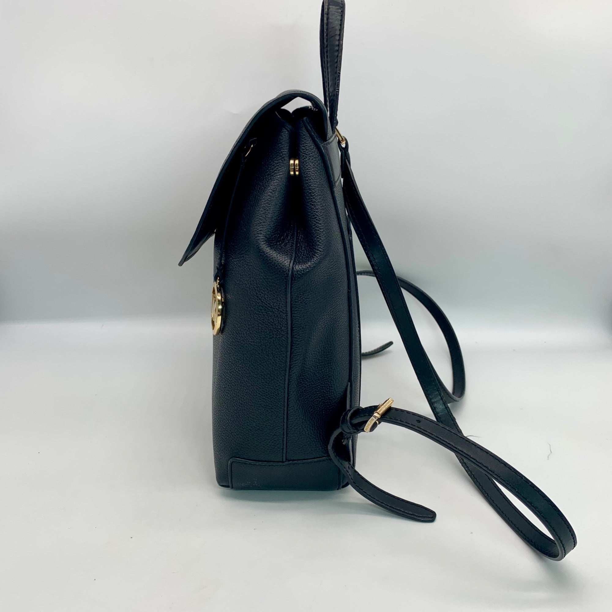Michael Kors Hayes Black Pebbled Leather Backpack