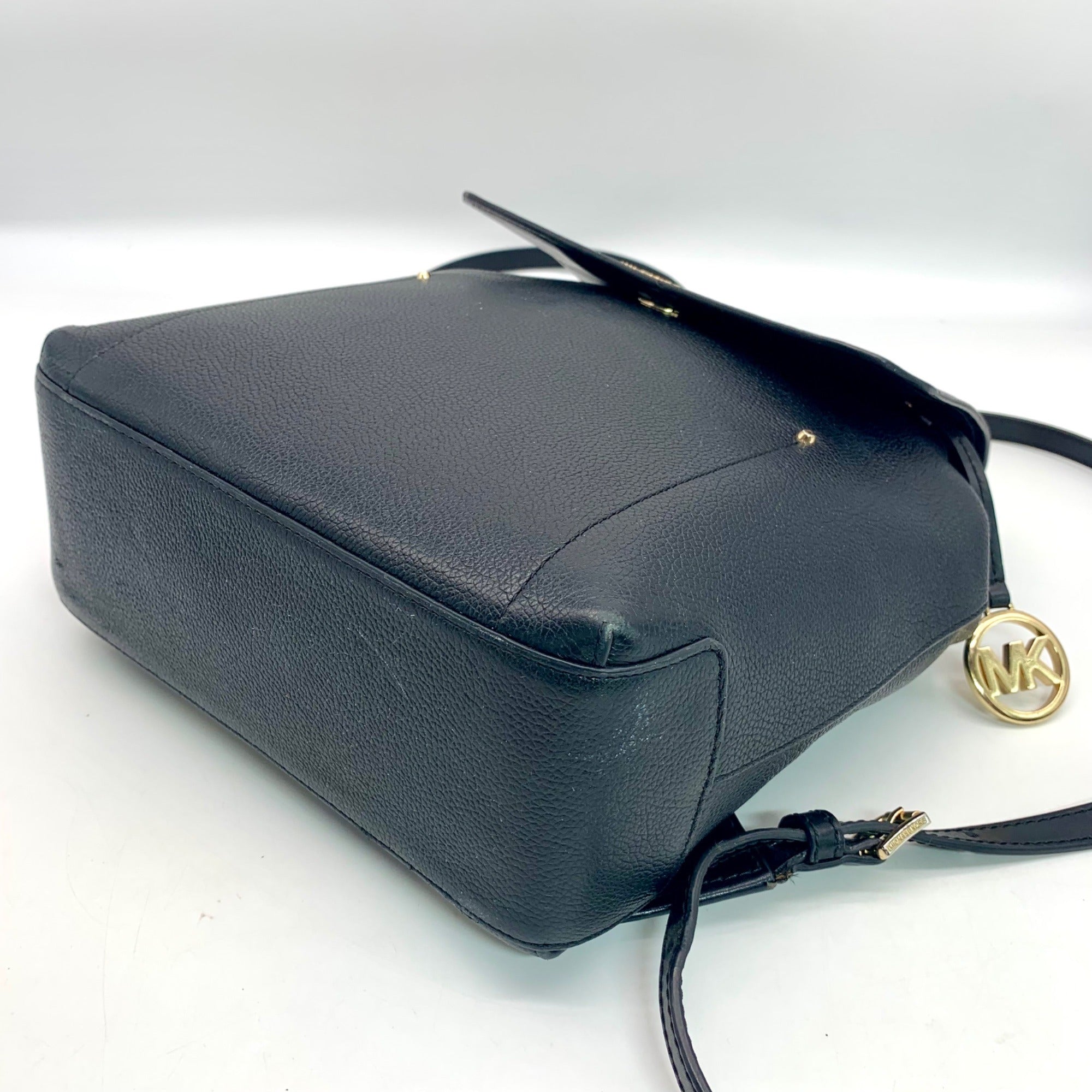 Michael Kors Hayes Black Pebbled Leather Backpack