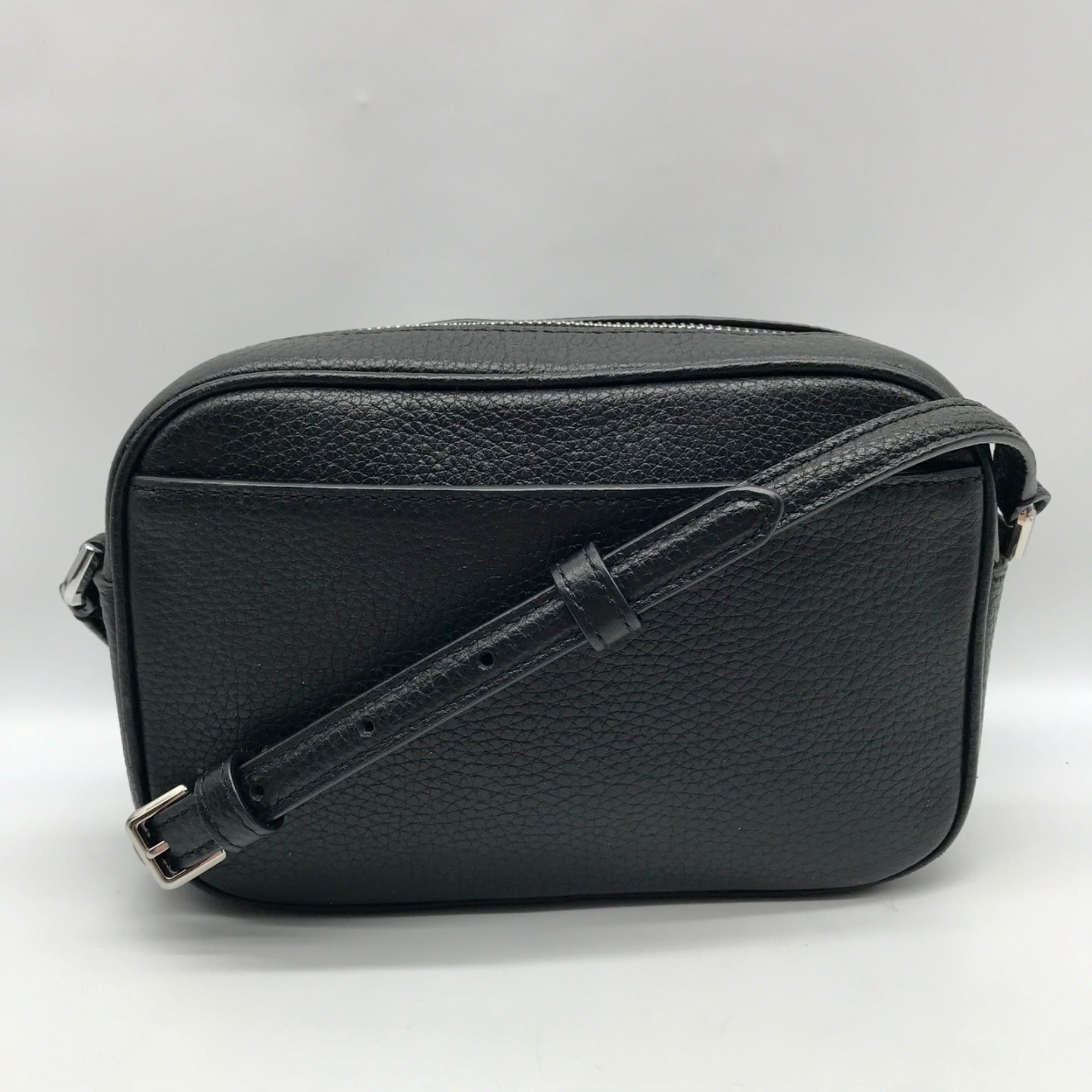 Kate Spade Black Leather Glitter On Mini Camera Crossbody Bag