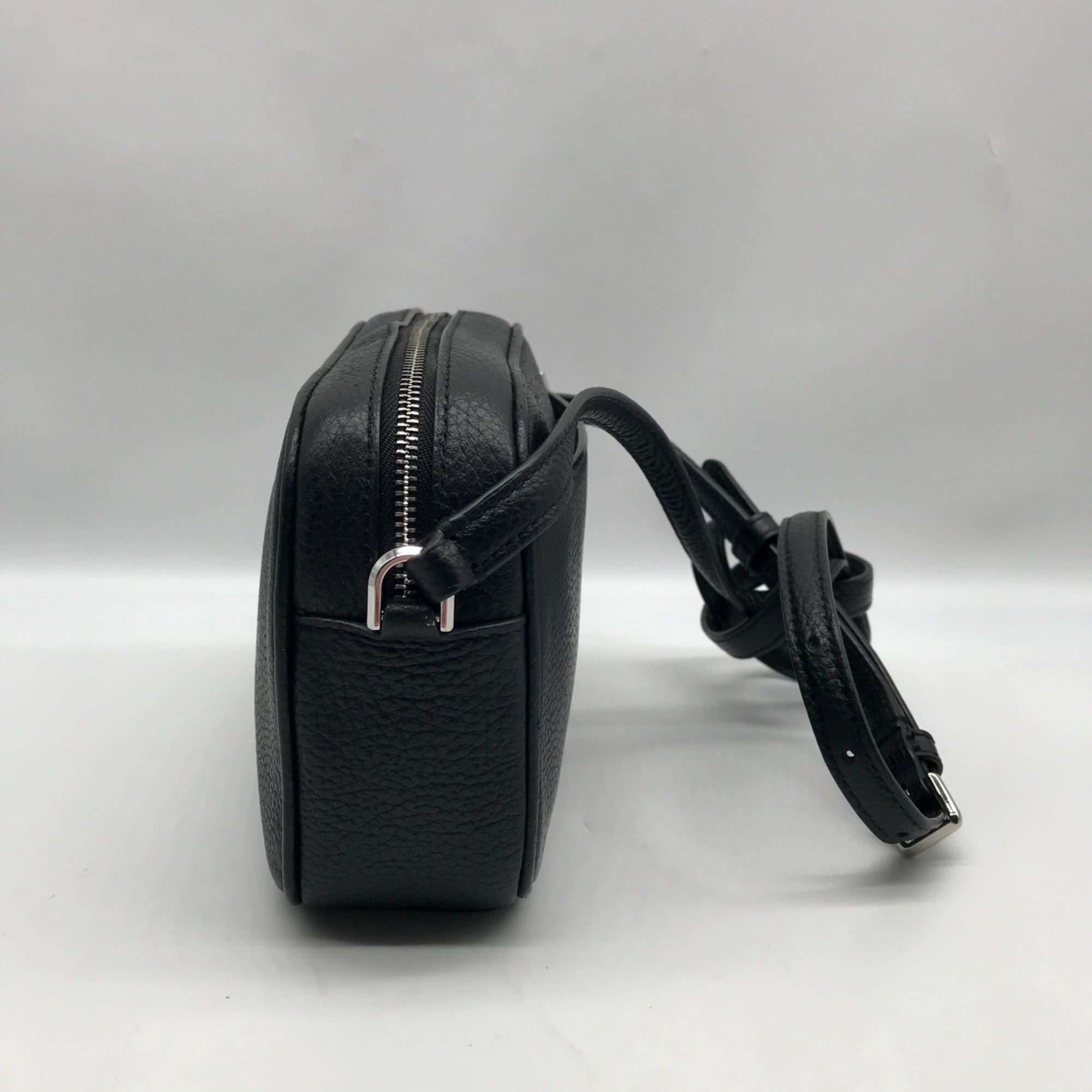 Kate Spade Black Leather Glitter On Mini Camera Crossbody Bag