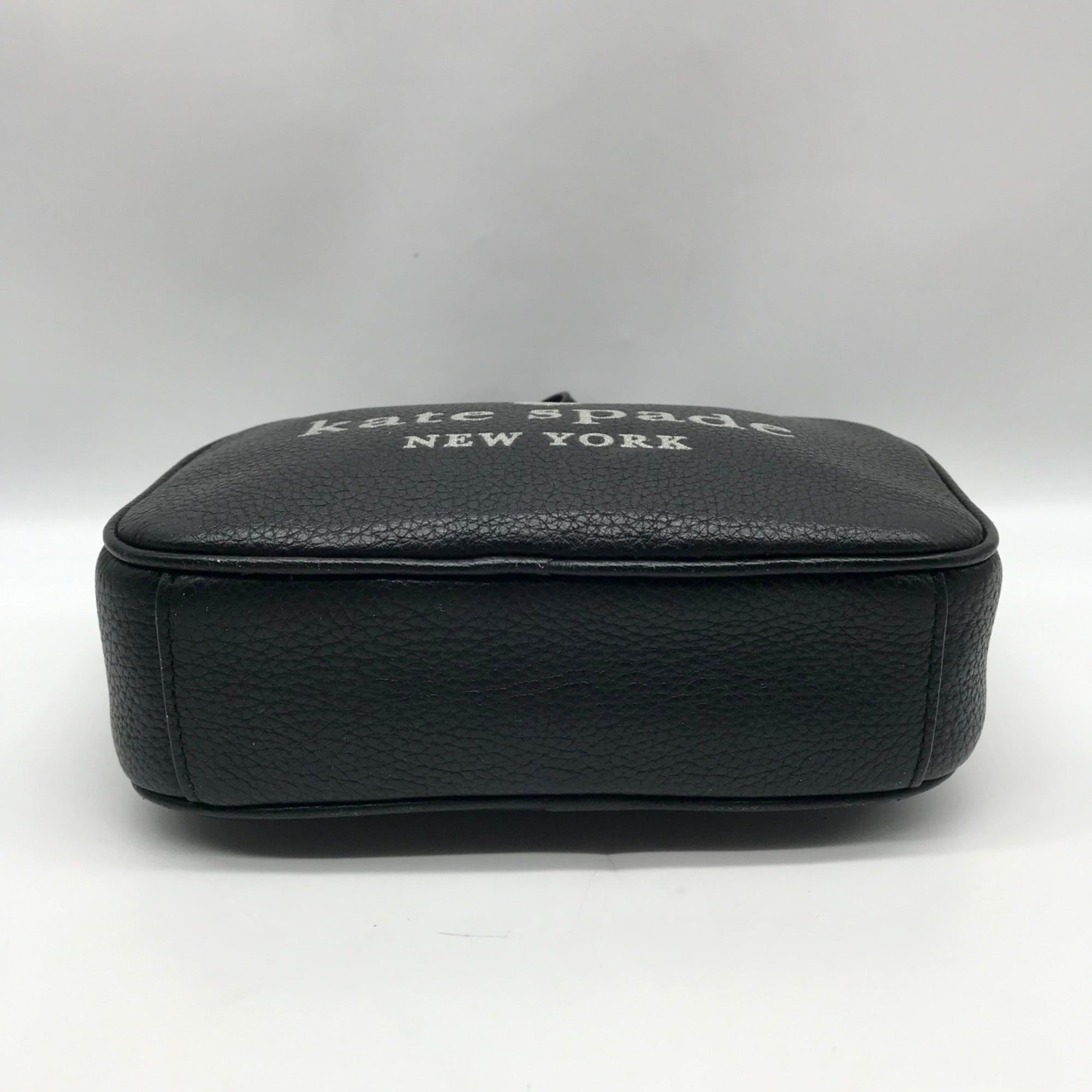 Kate Spade Black Leather Glitter On Mini Camera Crossbody Bag