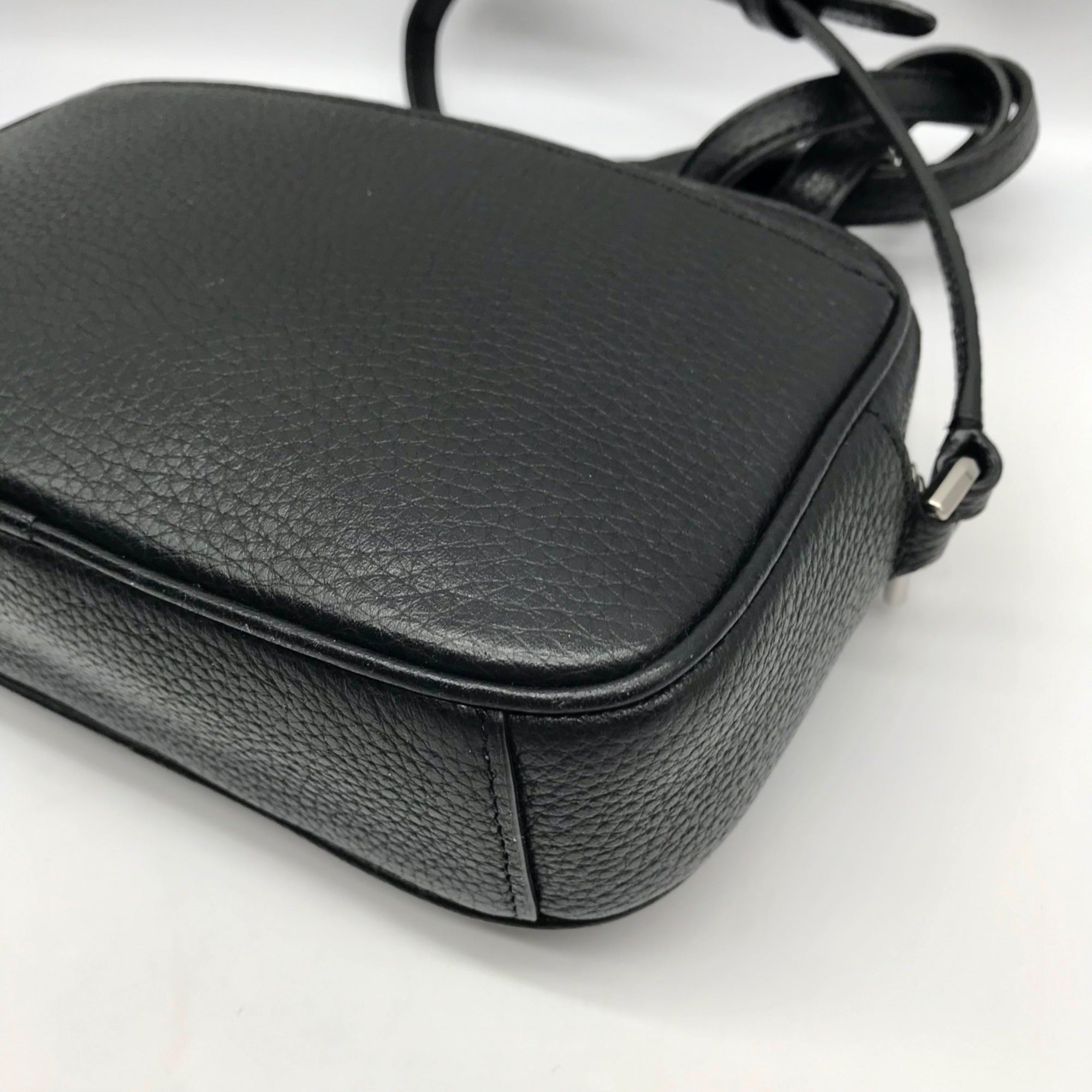Kate Spade Black Leather Glitter On Mini Camera Crossbody Bag
