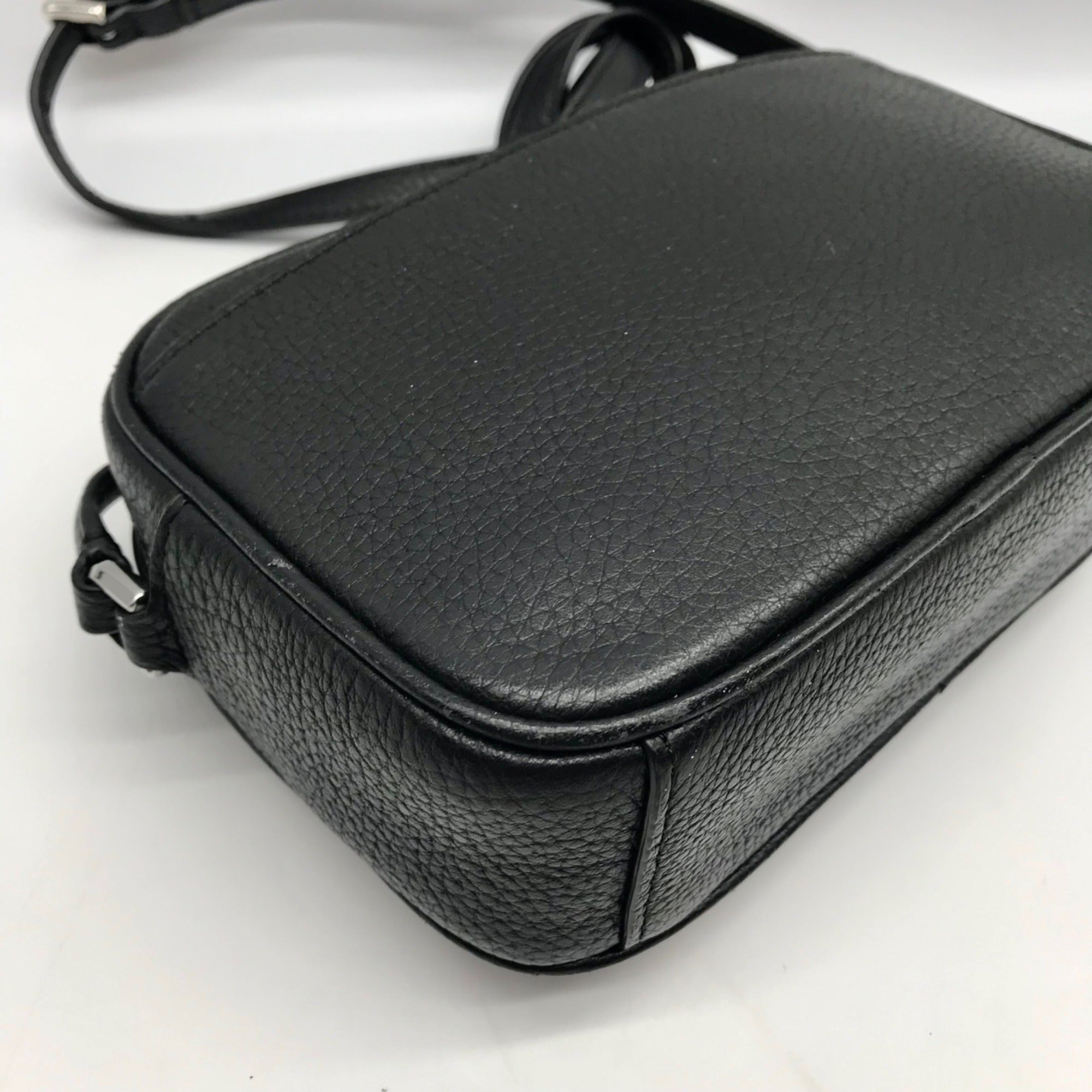 Kate Spade Black Leather Glitter On Mini Camera Crossbody Bag