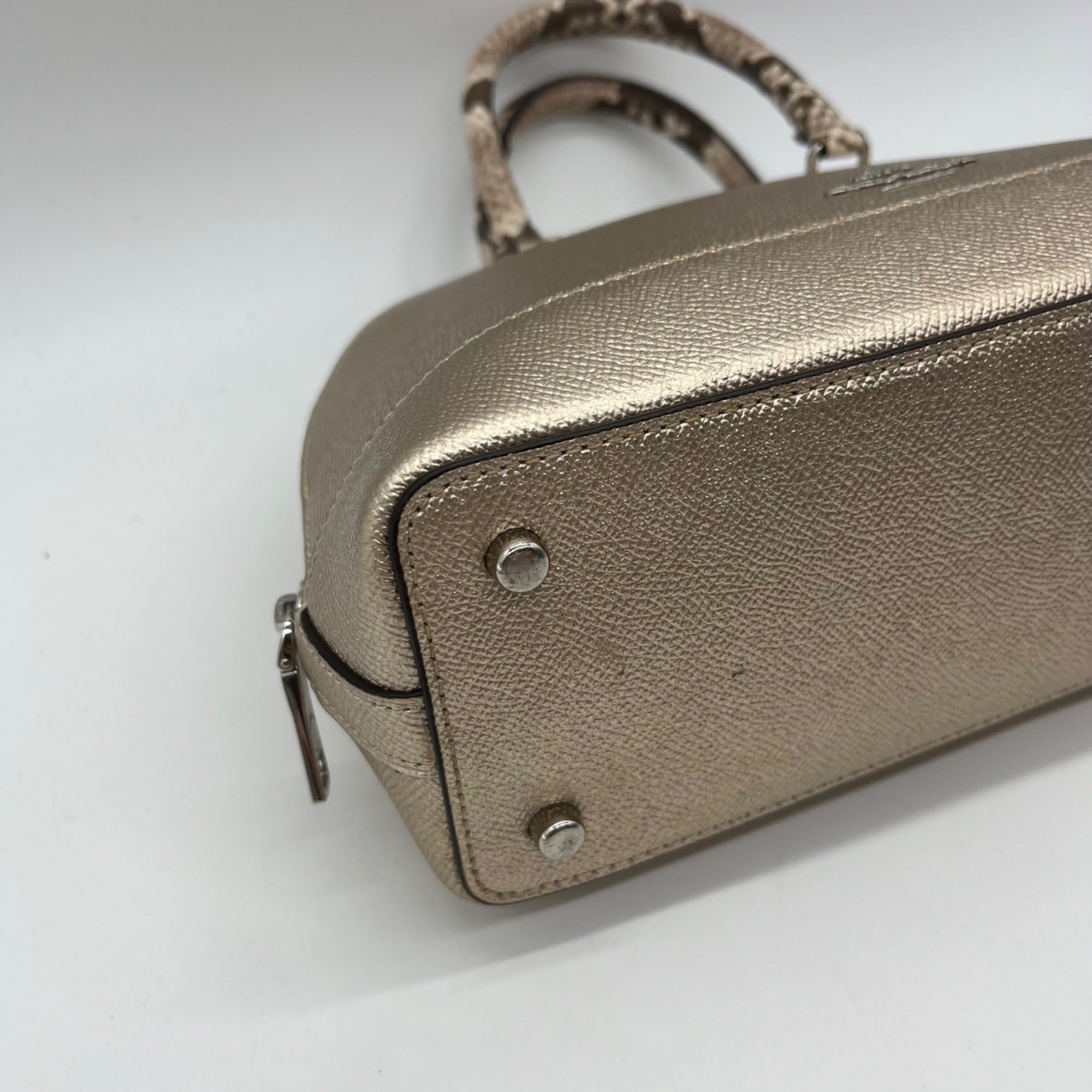 Coach Metallic Gold Leather Exotic Trim Sierra Satchel-F38057