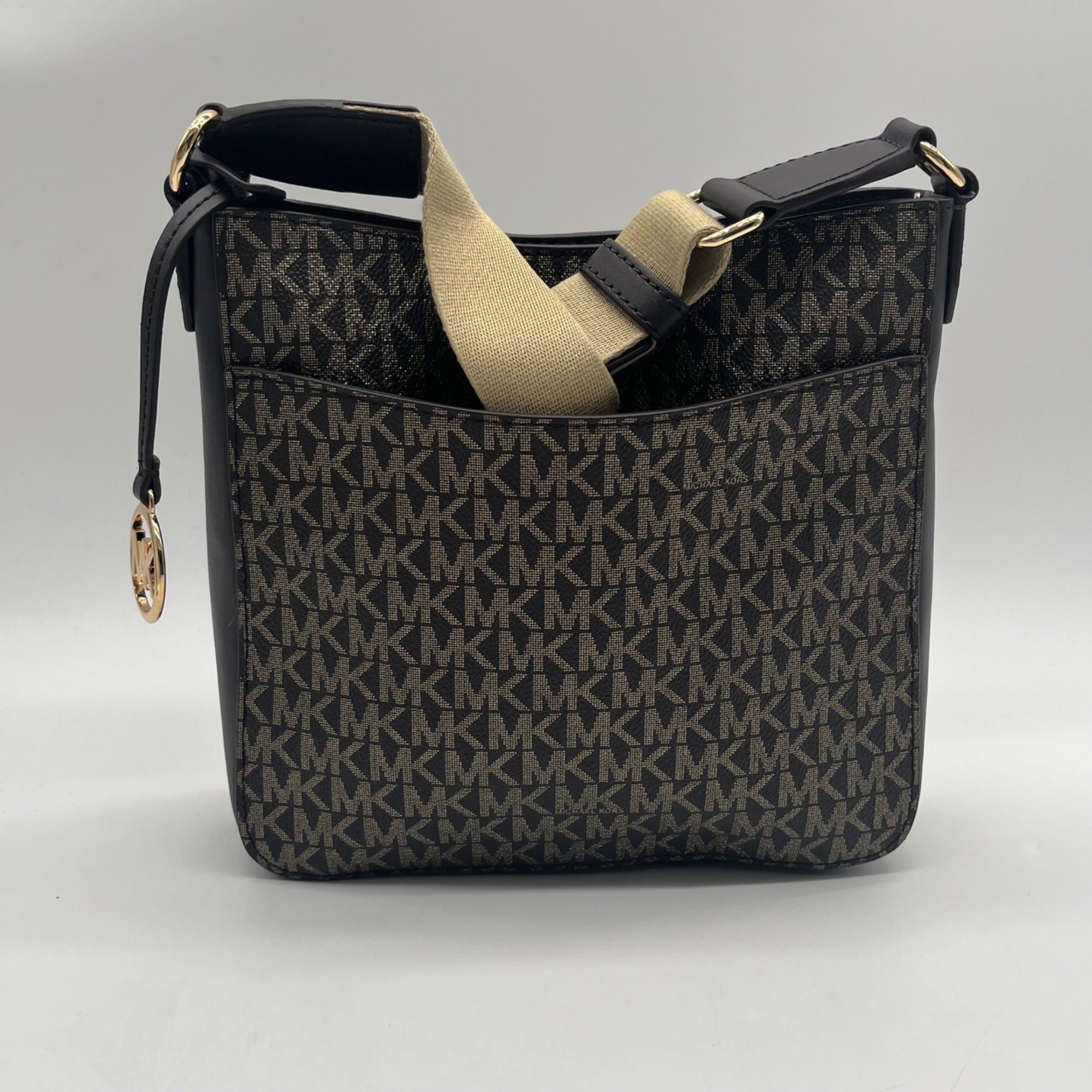 Michael Kors Brown Jet Set Signature Logo Stripe Crossbody
