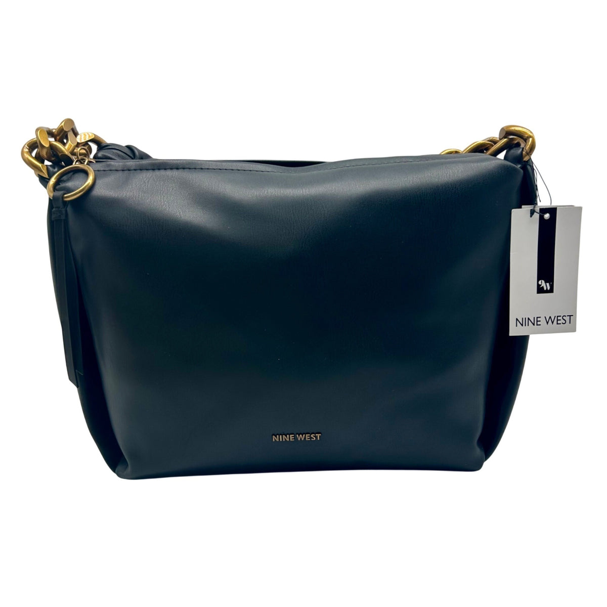 Nine West Gwynne Large Black Faux Leather Hobo