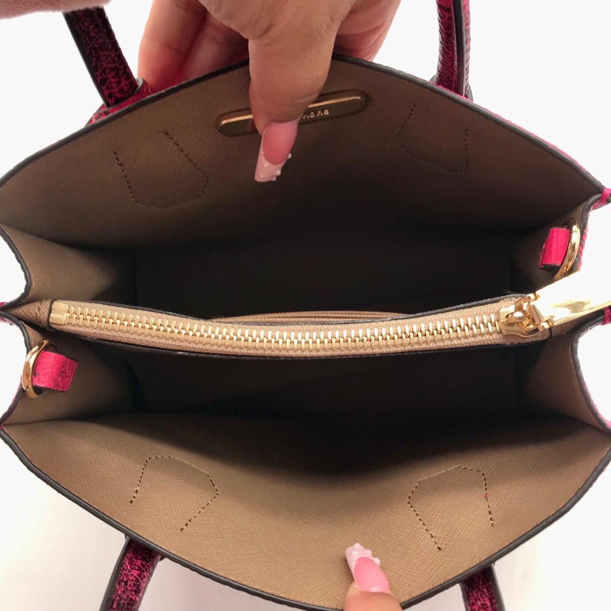Michael Kors Pink Leather Mercer Snakeskin Crossbody Bag &amp; Wallet