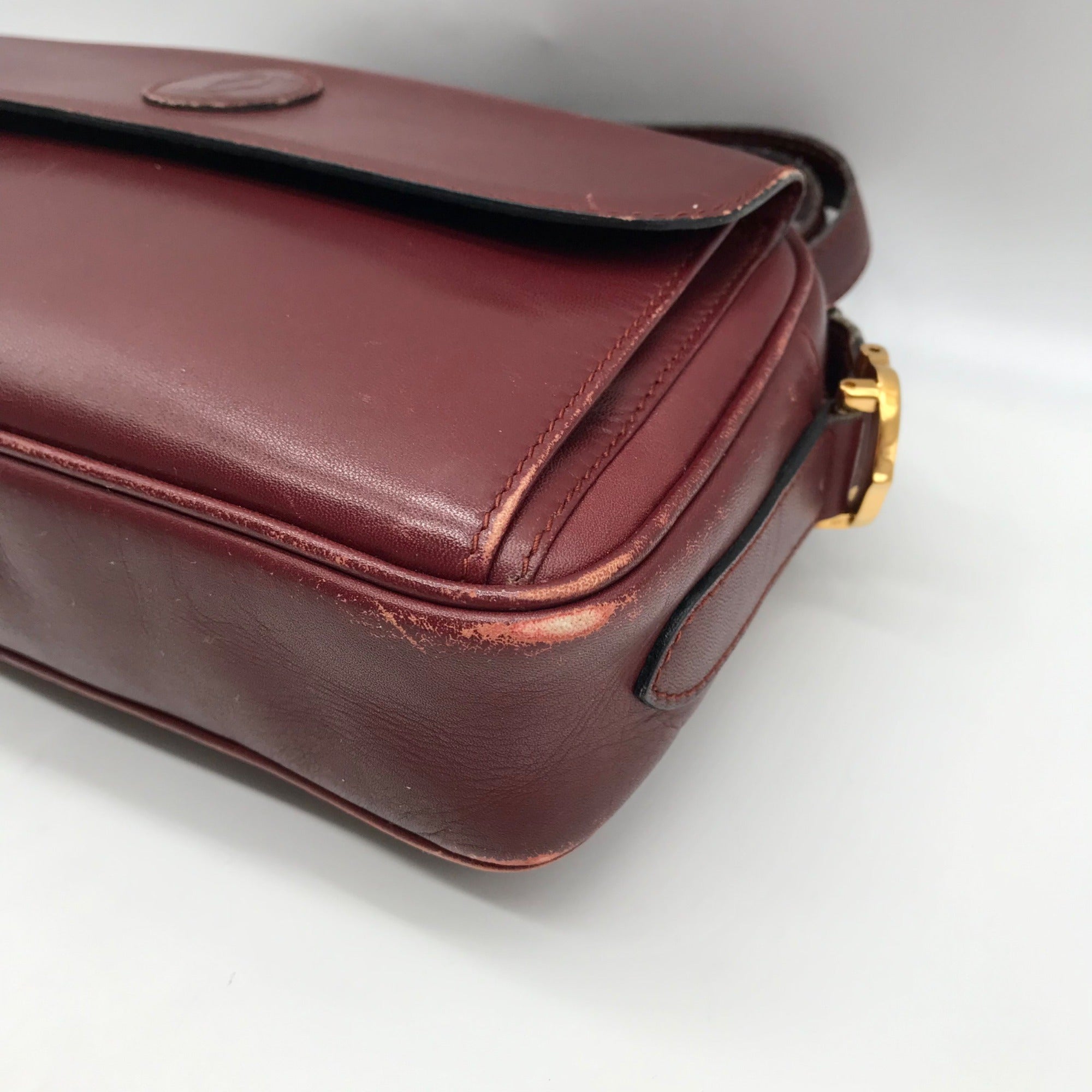 Cartier Burgundy Leather Must De Cartier Shoulder Bag
