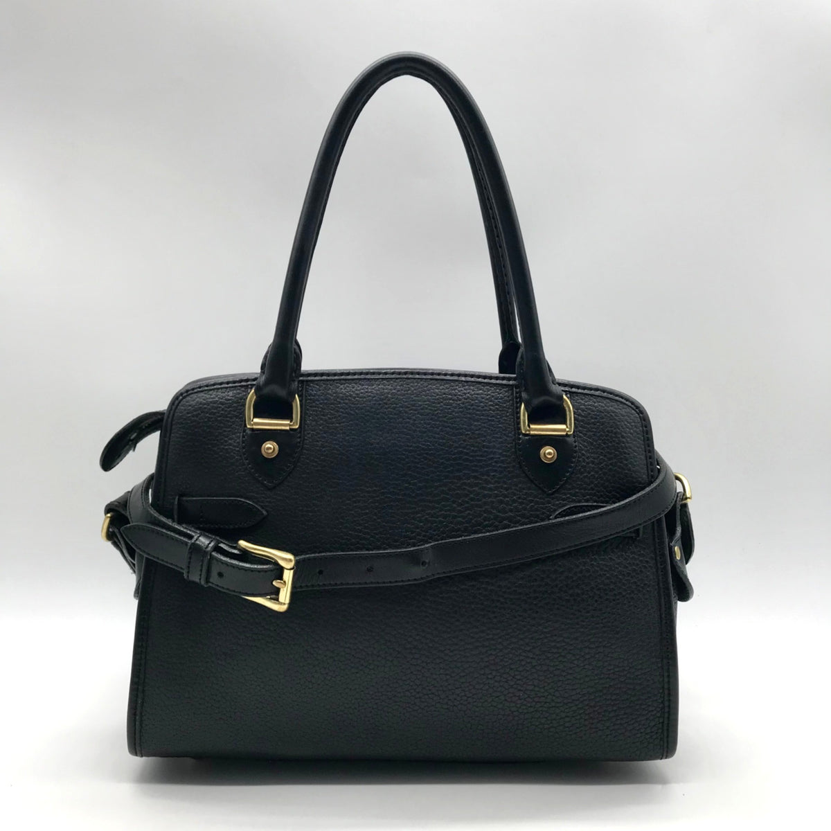 Dooney &amp; Bourke Black Leather P212 Buckle Convertible Satchel Bag