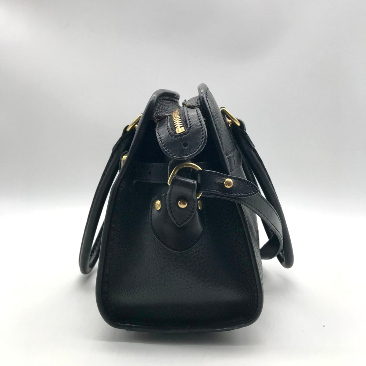 Dooney &amp; Bourke Black Leather P212 Buckle Convertible Satchel Bag