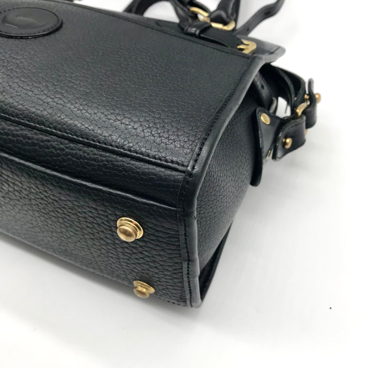 Dooney &amp; Bourke Black Leather P212 Buckle Convertible Satchel Bag