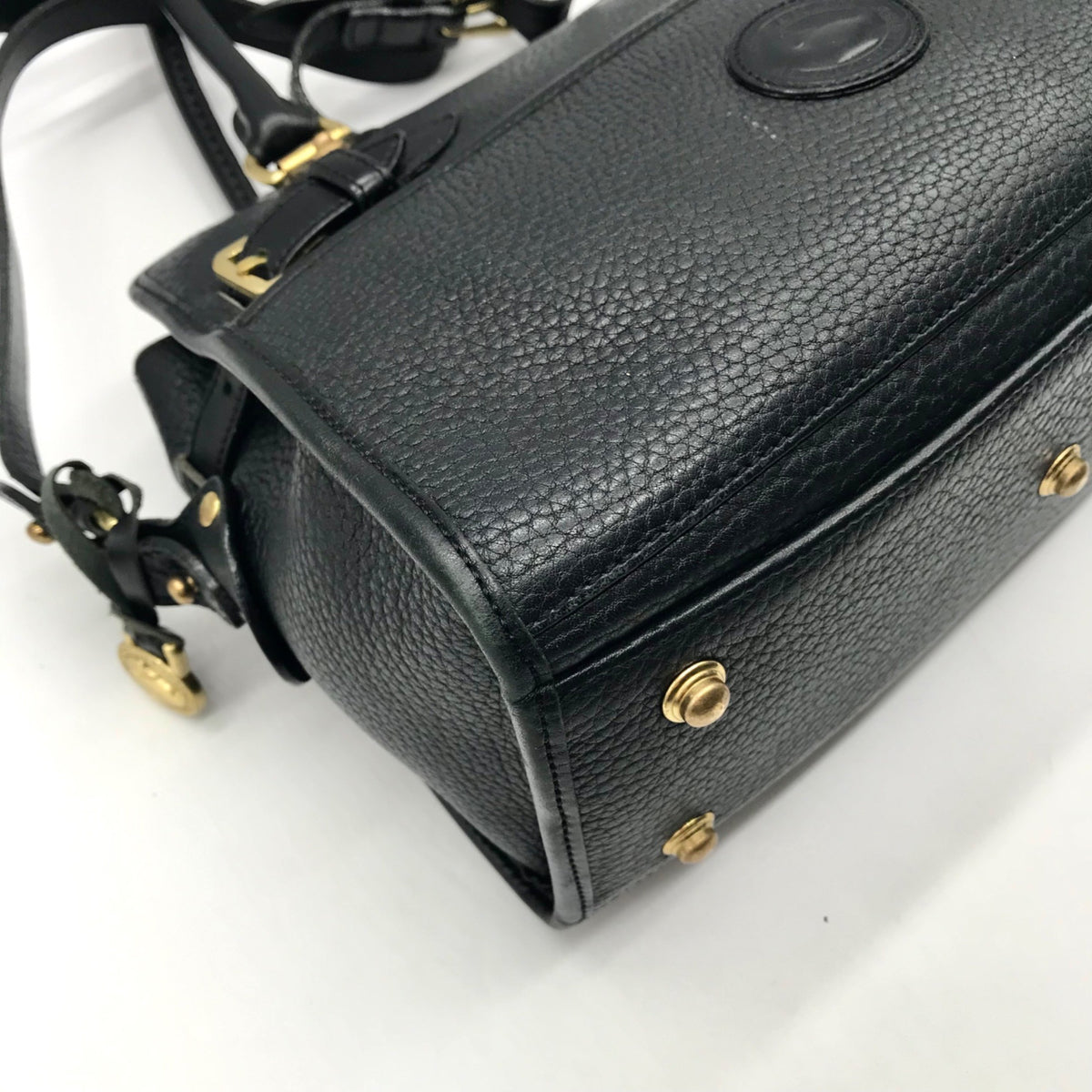 Dooney &amp; Bourke Black Leather P212 Buckle Convertible Satchel Bag