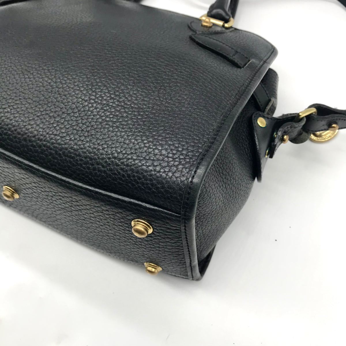 Dooney &amp; Bourke Black Leather P212 Buckle Convertible Satchel Bag