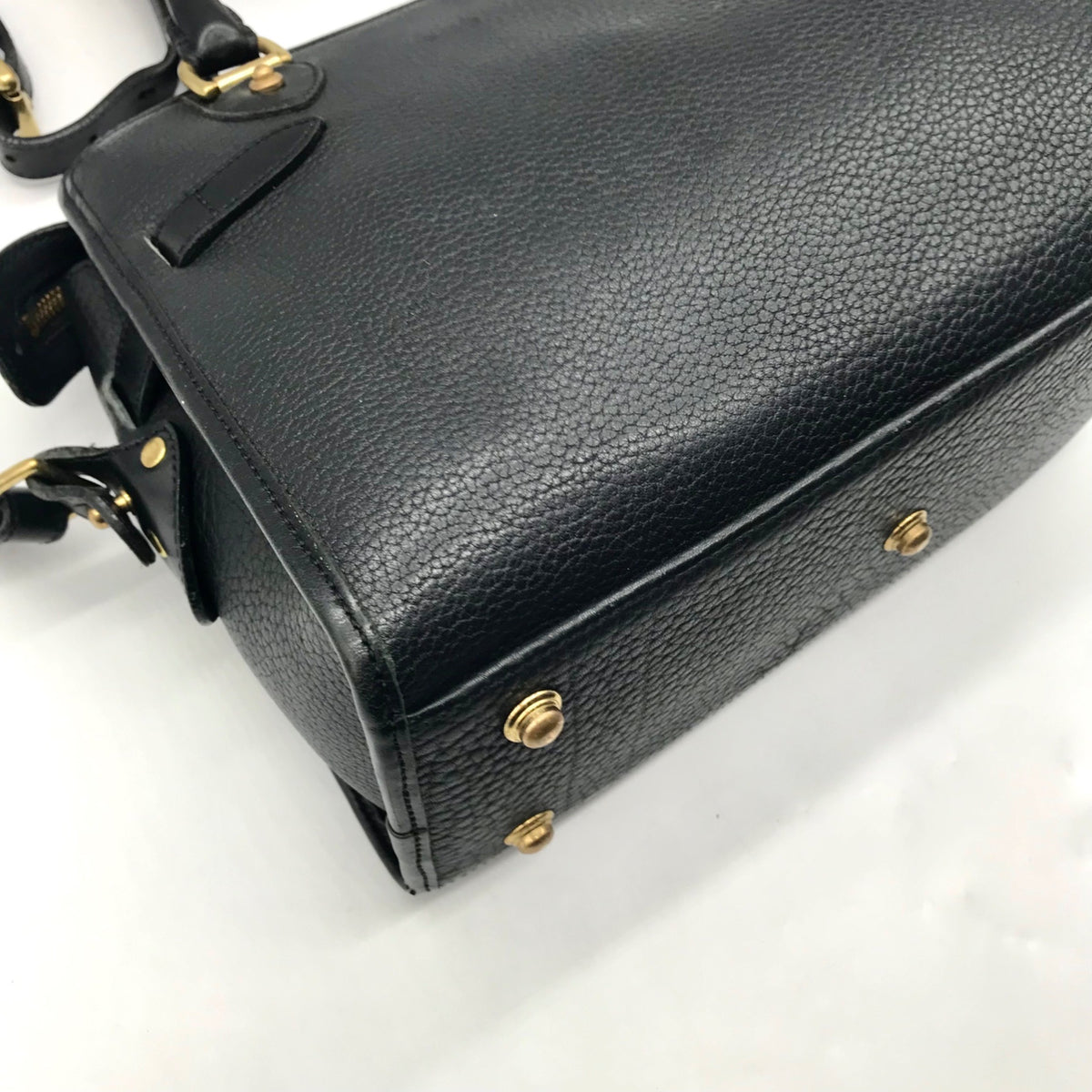 Dooney &amp; Bourke Black Leather P212 Buckle Convertible Satchel Bag