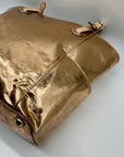 Michael Kors Metallic Rose Gold Embossed Signature Monogram Tote Bag