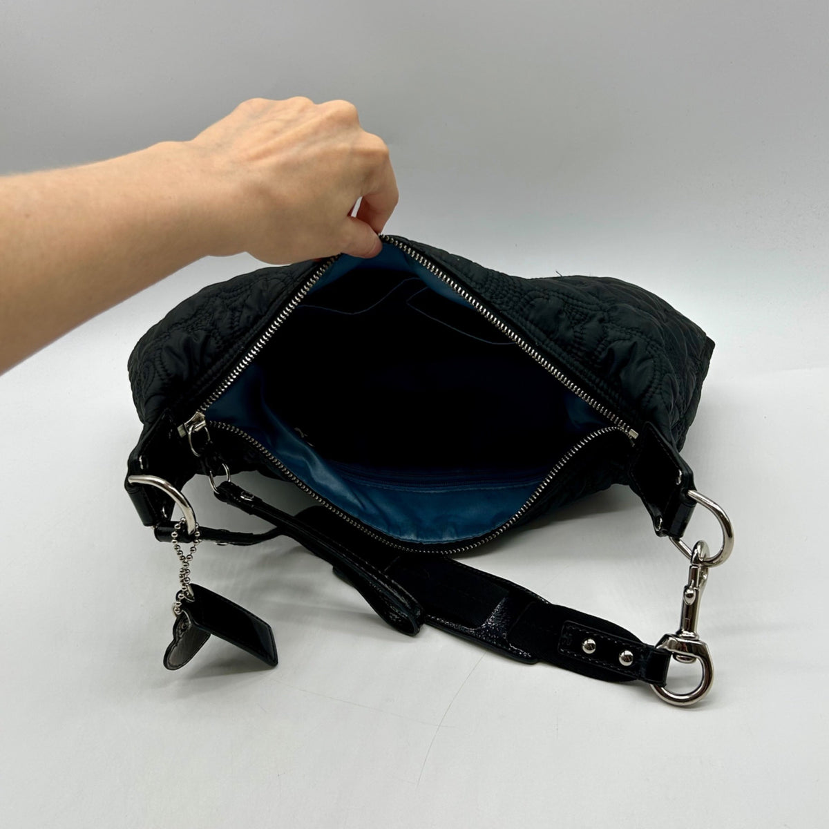 Coach Black Quilted Nylon Hobo Shoulder Bag