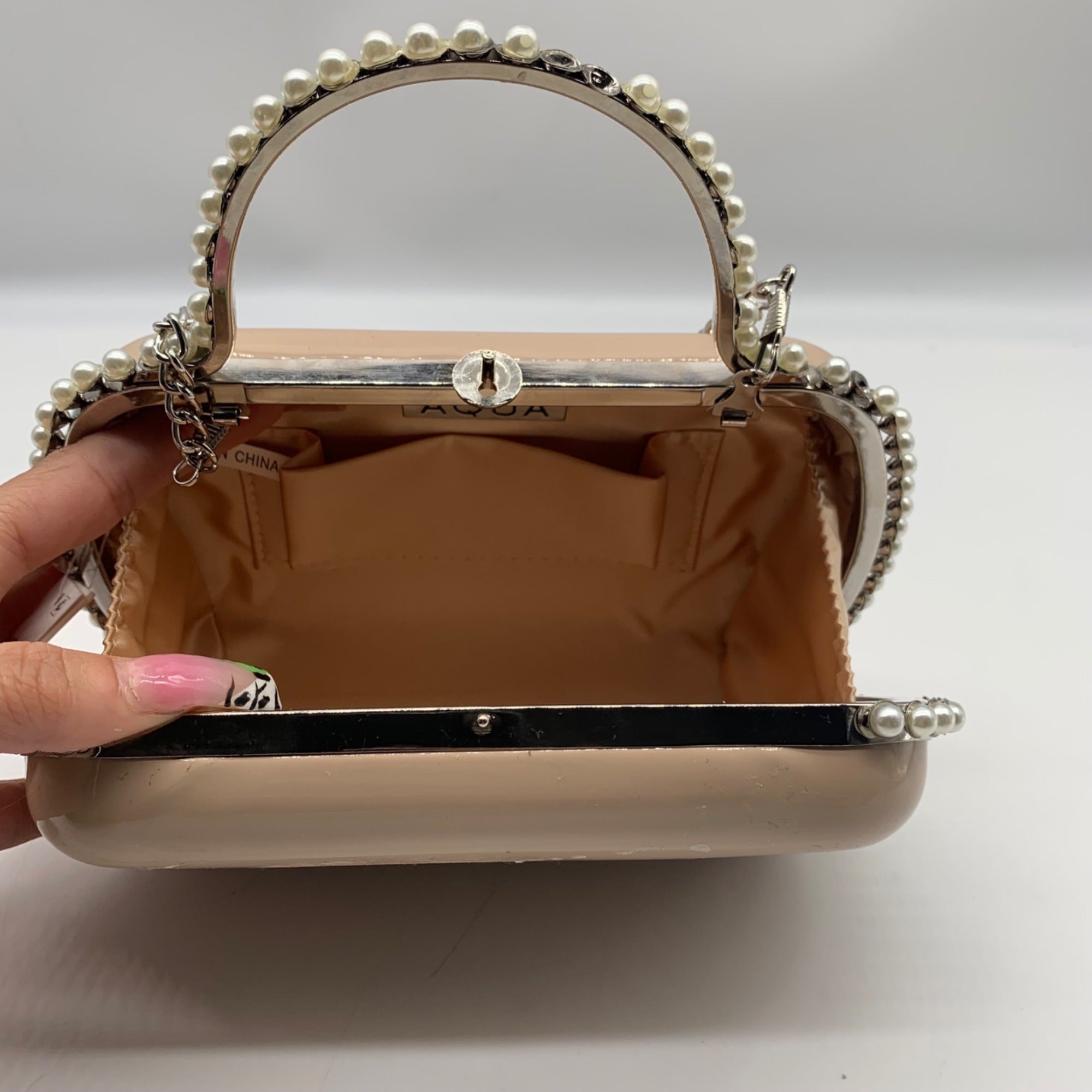 Aqua Beige Clutch Tote Bag