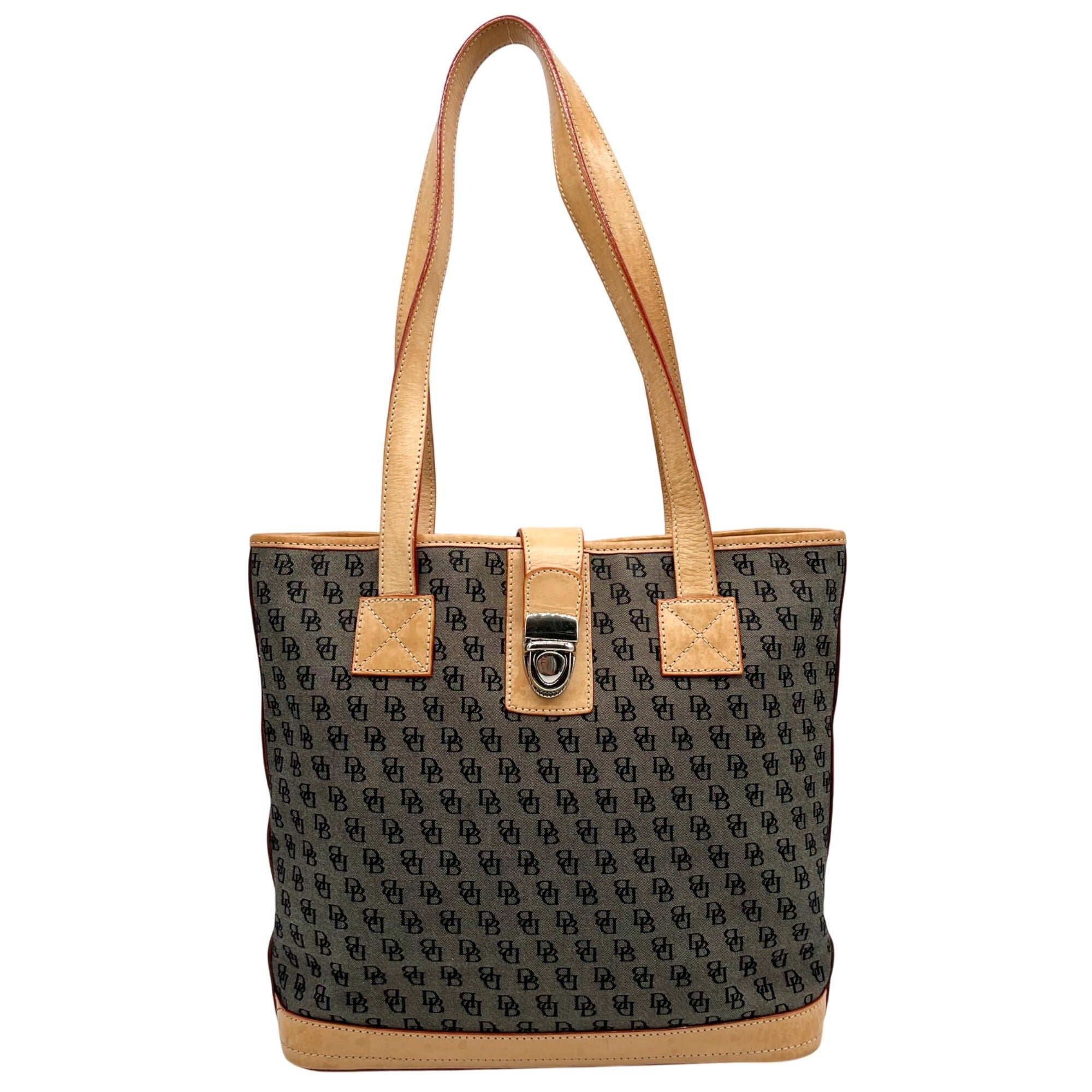 Dooney &amp; Bourke Black And Grey Jacquard Signature Tote Bag