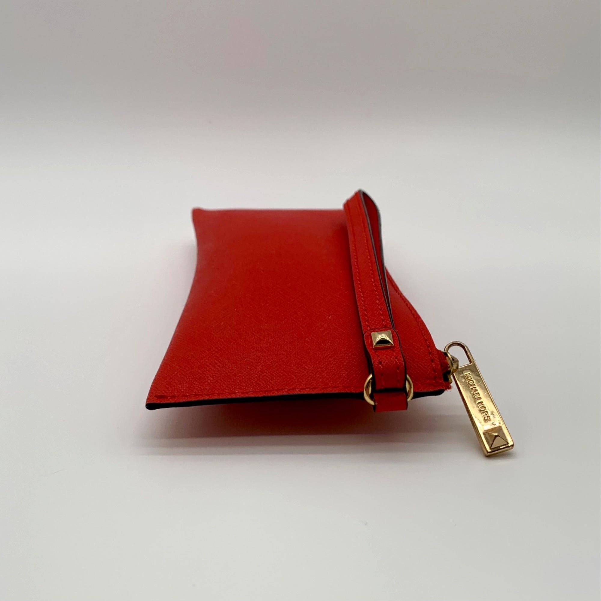 Michael Kors Red Saffiano Leather Selma Stud Wallet