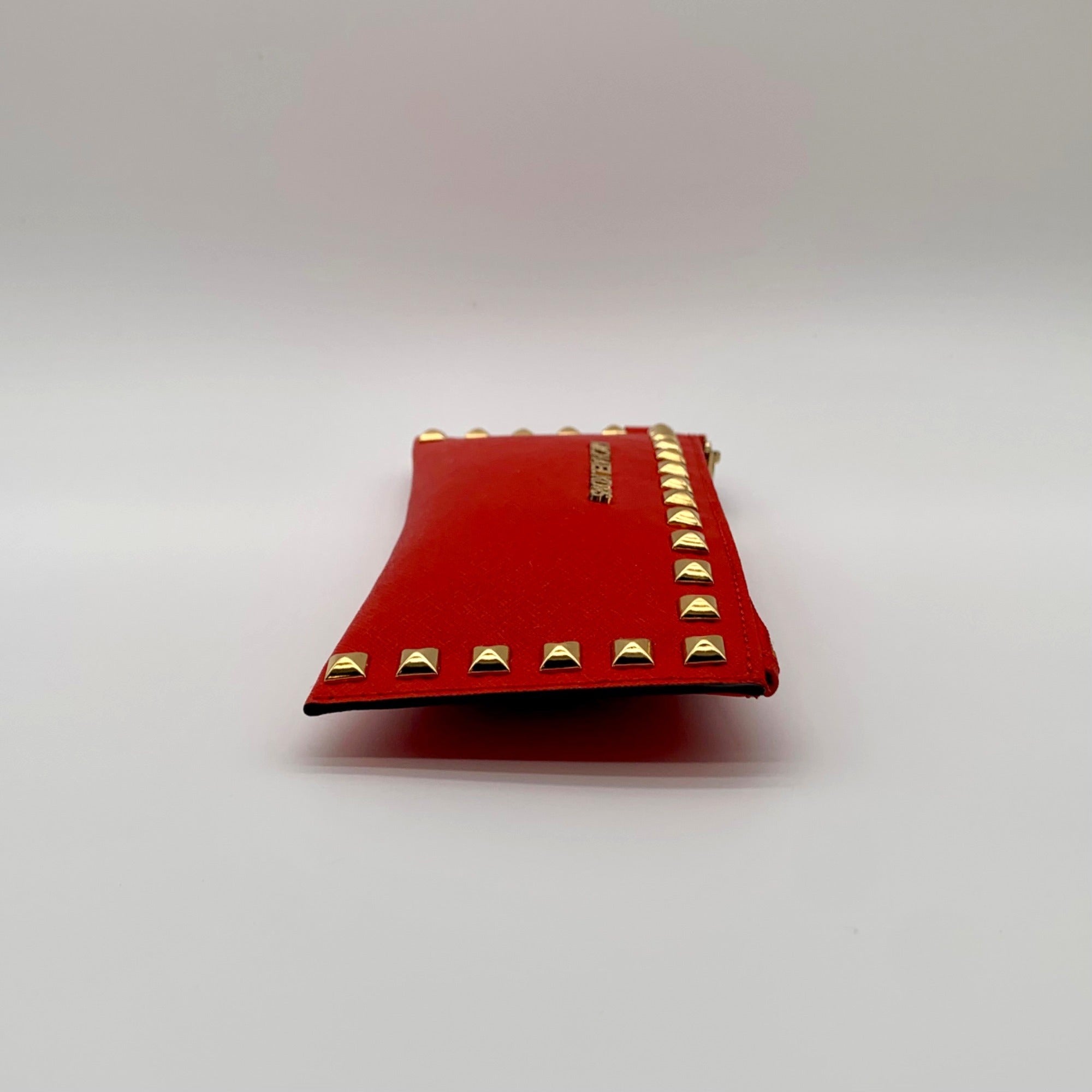 Michael Kors Red Saffiano Leather Selma Stud Wallet