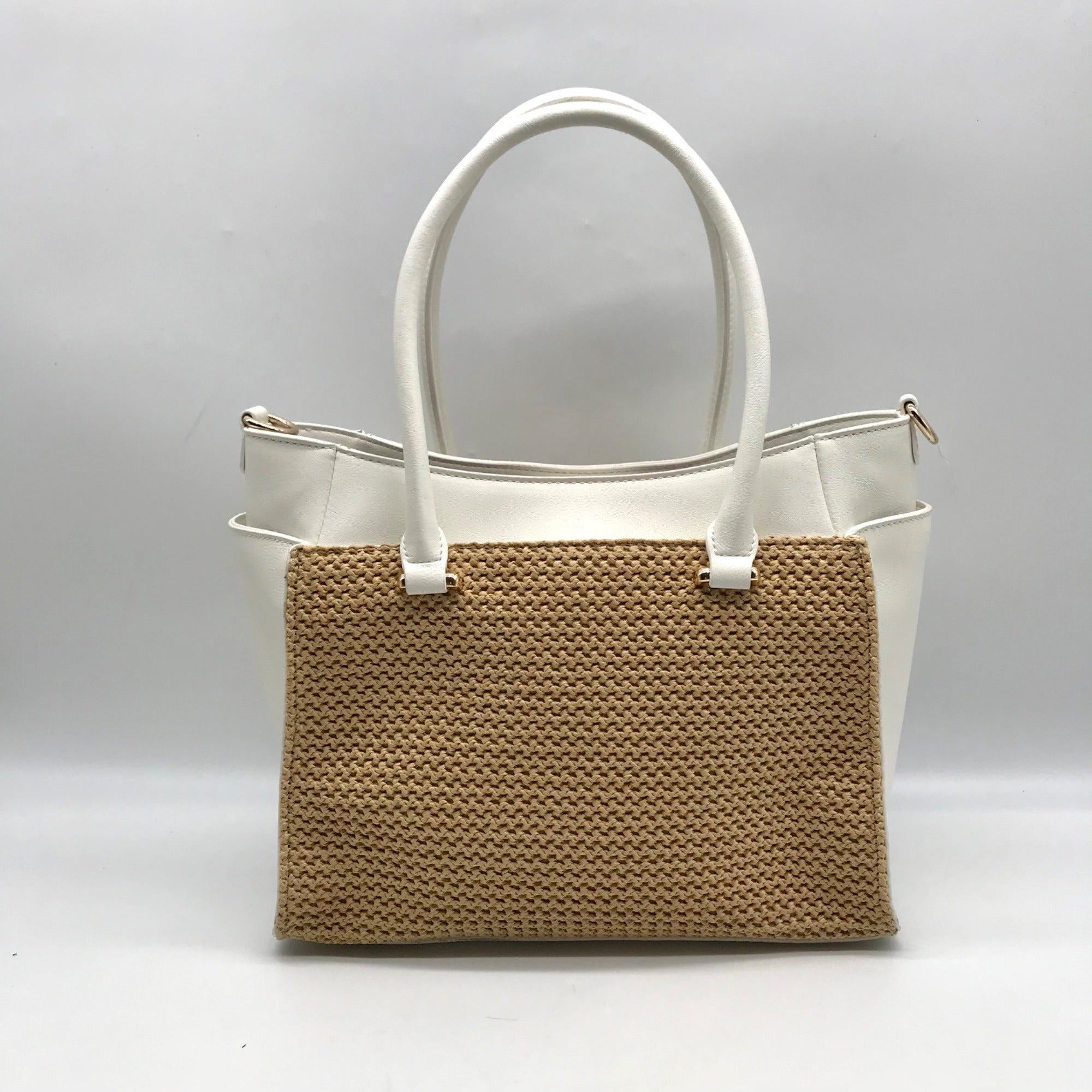 I.N.C. International Concepts Vanilla Straw Caitii Medium Satchel Bag