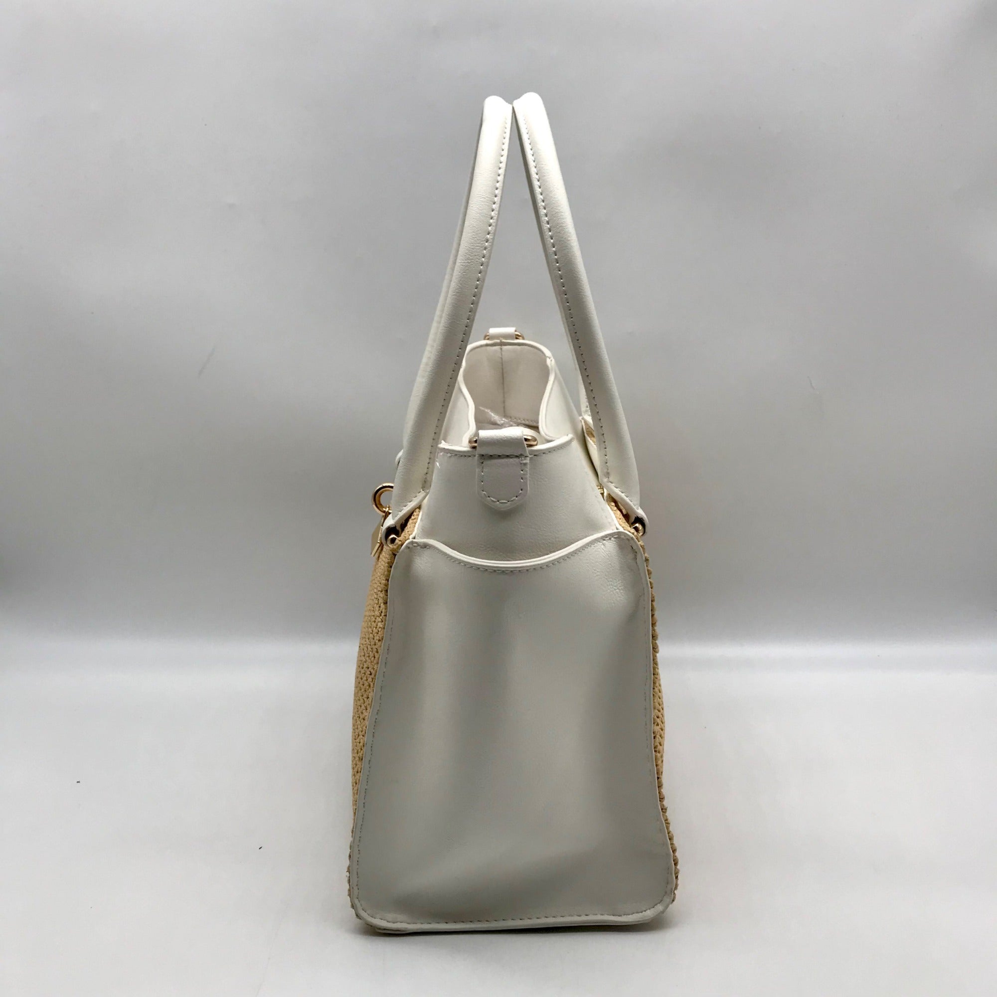 I.N.C. International Concepts Vanilla Straw Caitii Medium Satchel Bag
