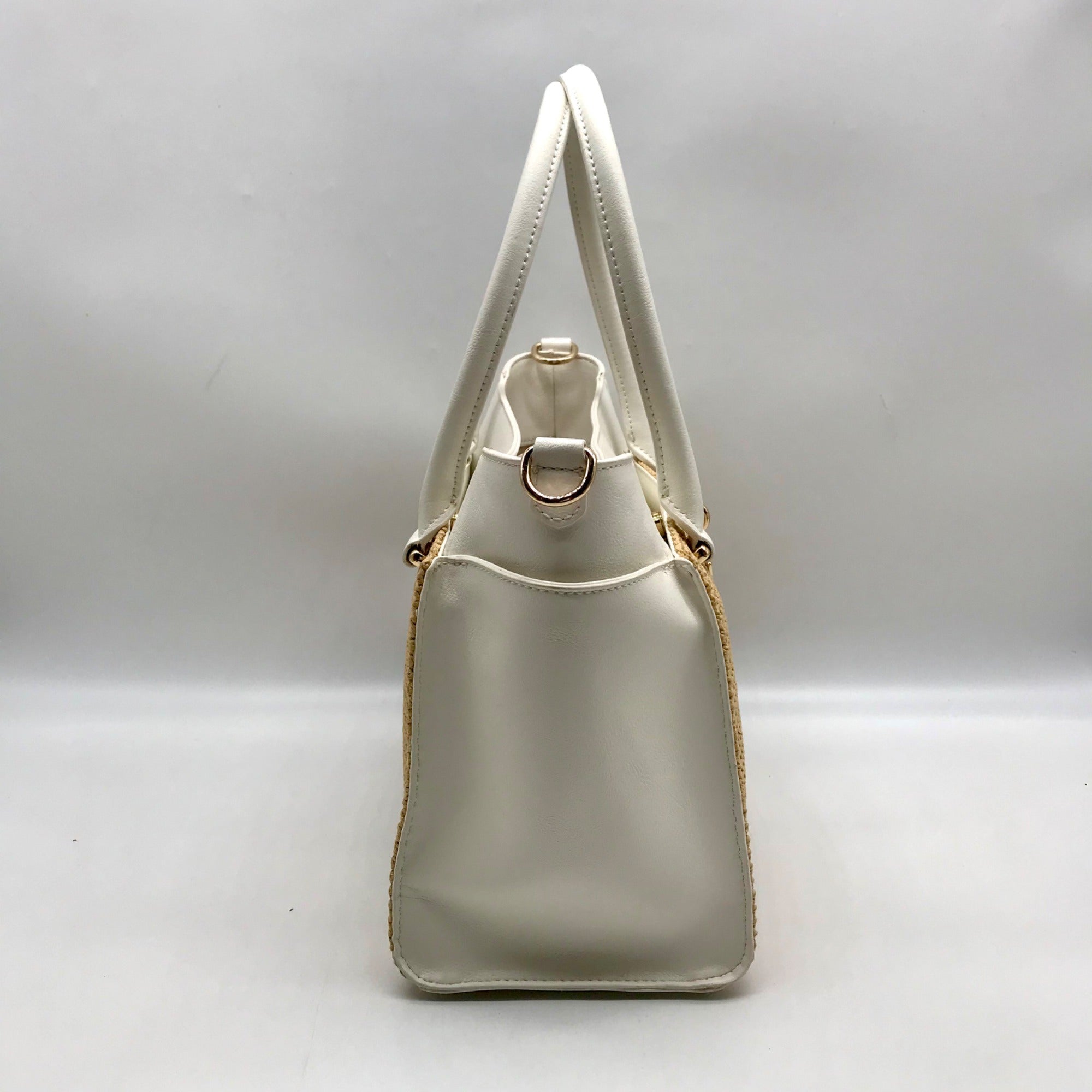 I.N.C. International Concepts Vanilla Straw Caitii Medium Satchel Bag
