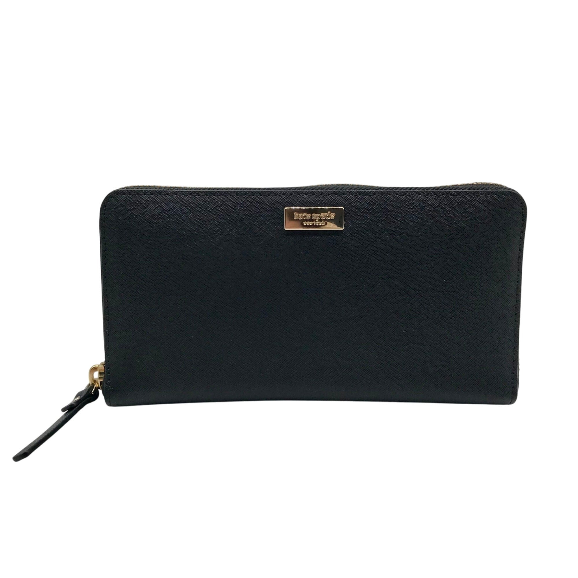 Kate Spade Black Saffiano Leather Neda Laurel Way Zip Around Wallet