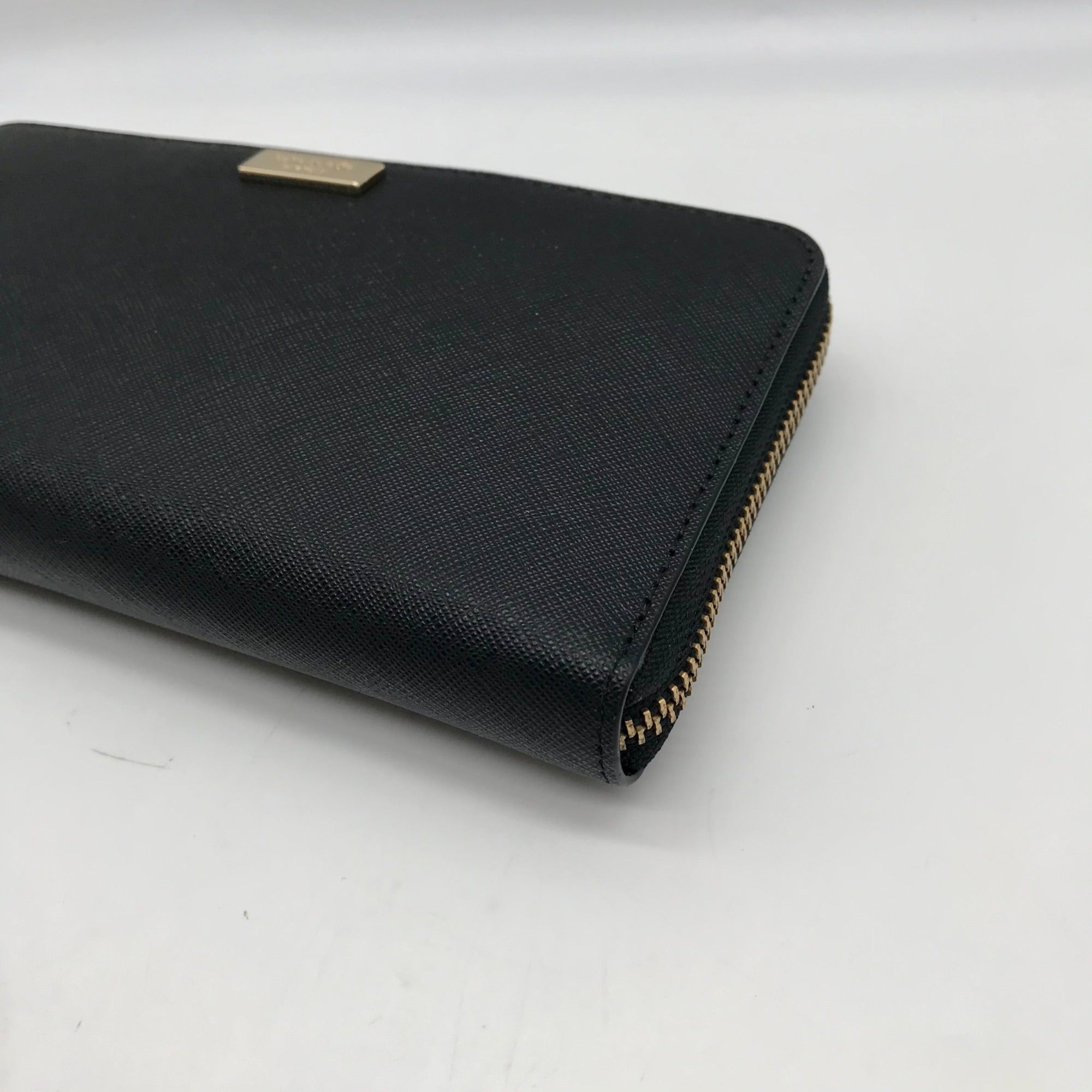 Kate Spade Black Saffiano Leather Neda Laurel Way Zip Around Wallet